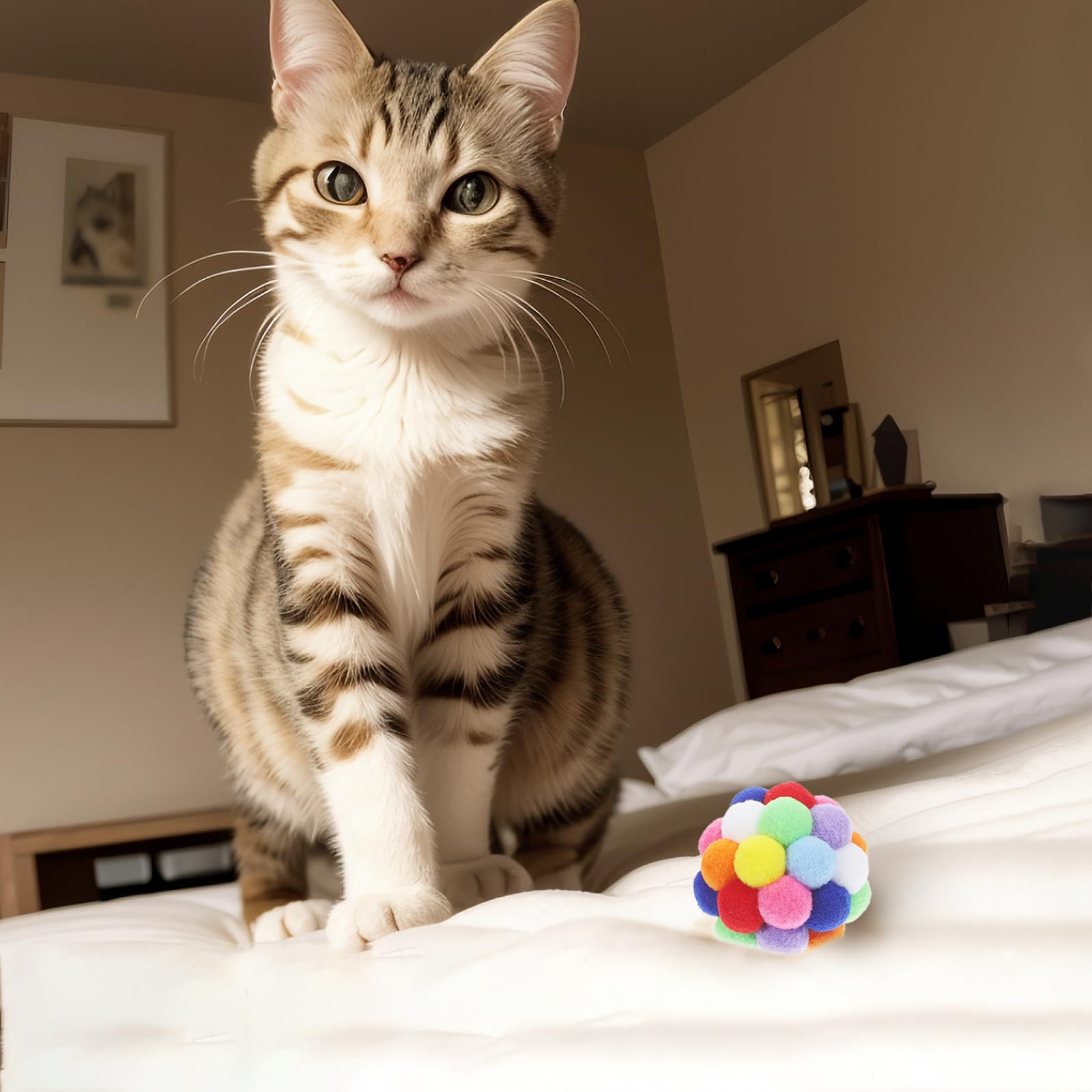 Thxutm Cat Toy Balls 4Pcs - 1.75' Plush Washable Balls For Kittens | Ultra-Soft Chew Toys, Noiseless Interactive Play, Durable