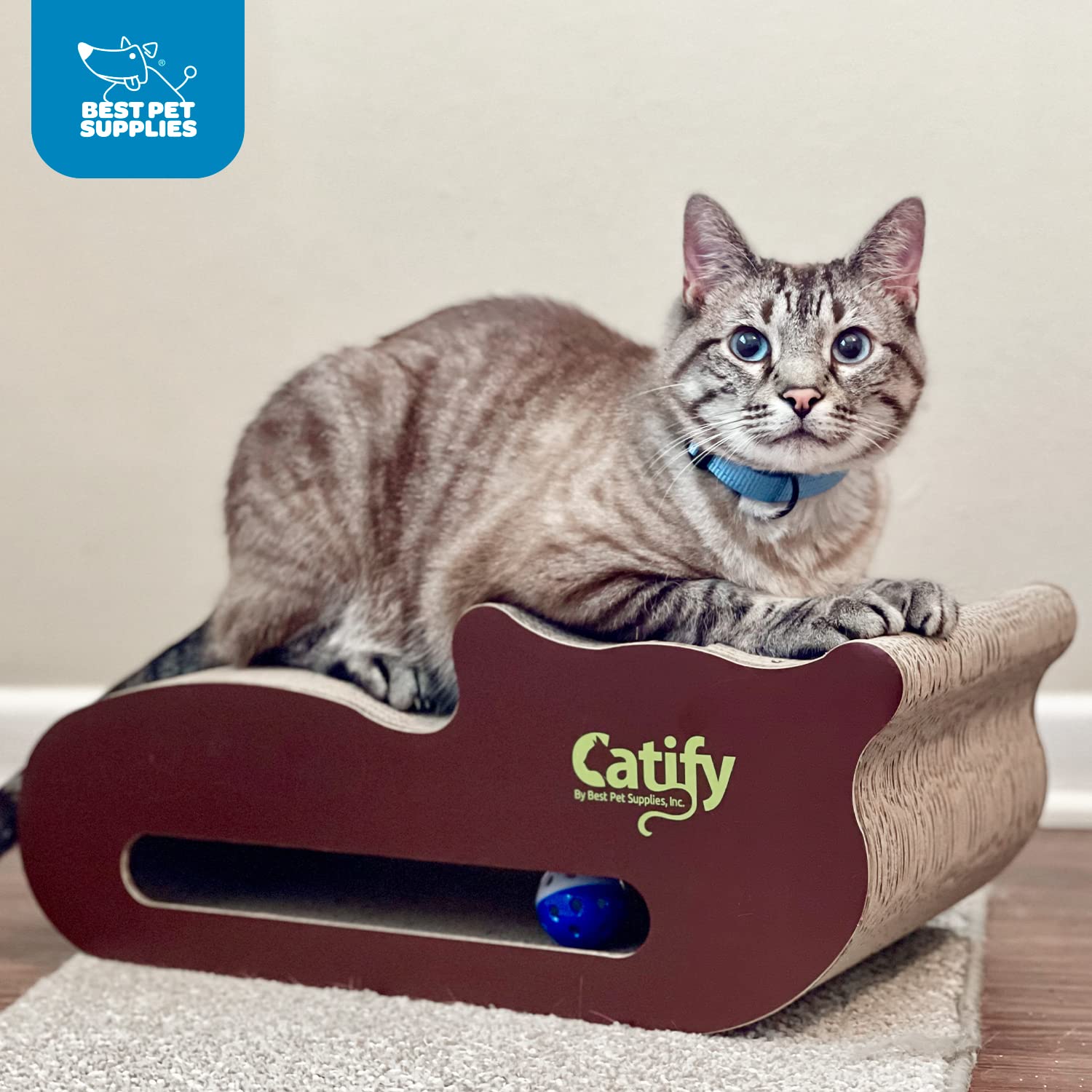 Best Pet Supplies Cat Scratcher Refill Pads - Durable Cardboard, Cat-Shape, Model CTM-06, Interactive Lounger for Active Play