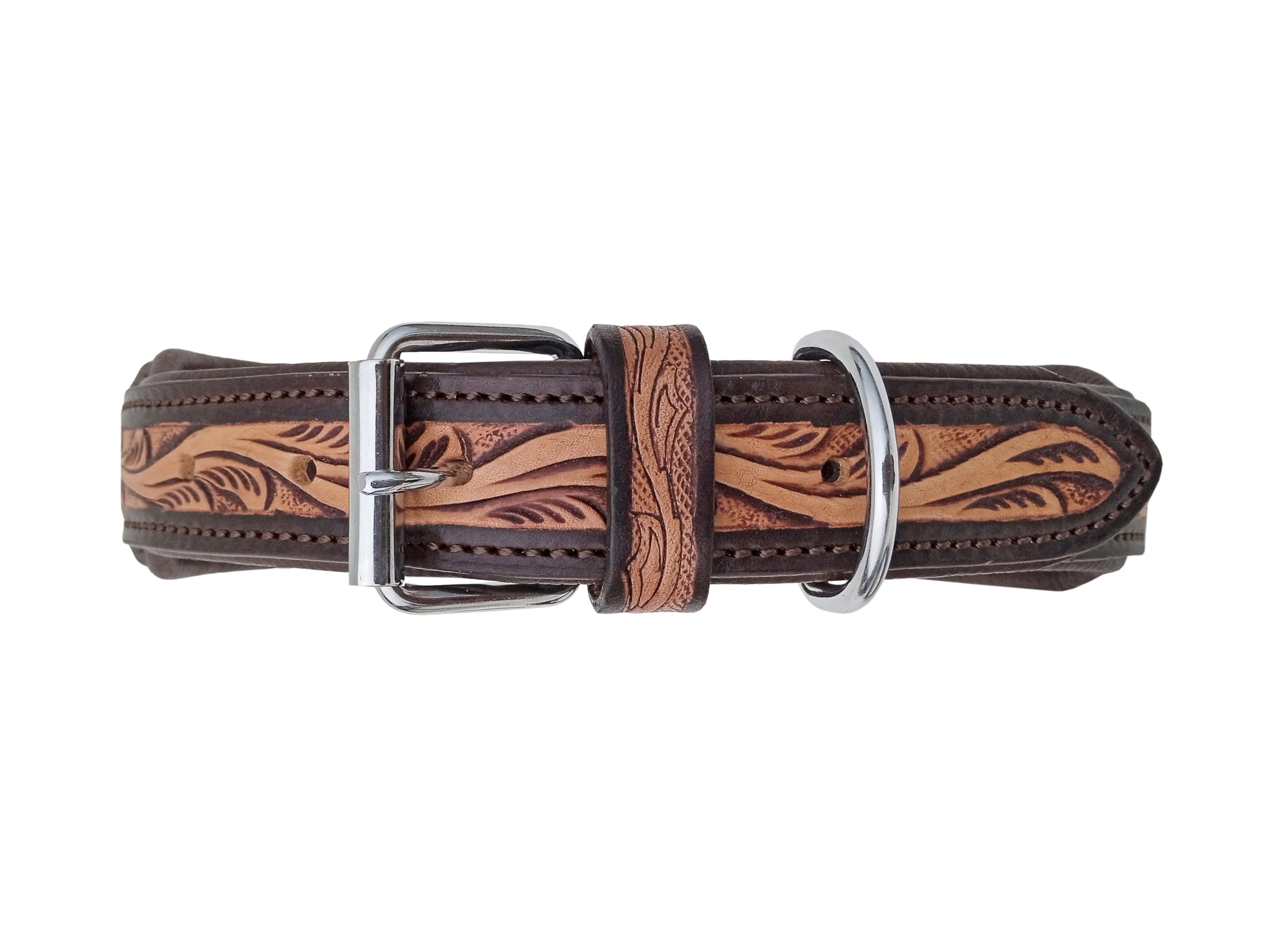 Leather Dog Collar Extra Small Size Western Style Heavy Duty Hand Tooled Adjustable Padded Soft For Small Puppies And Big Dogs 1