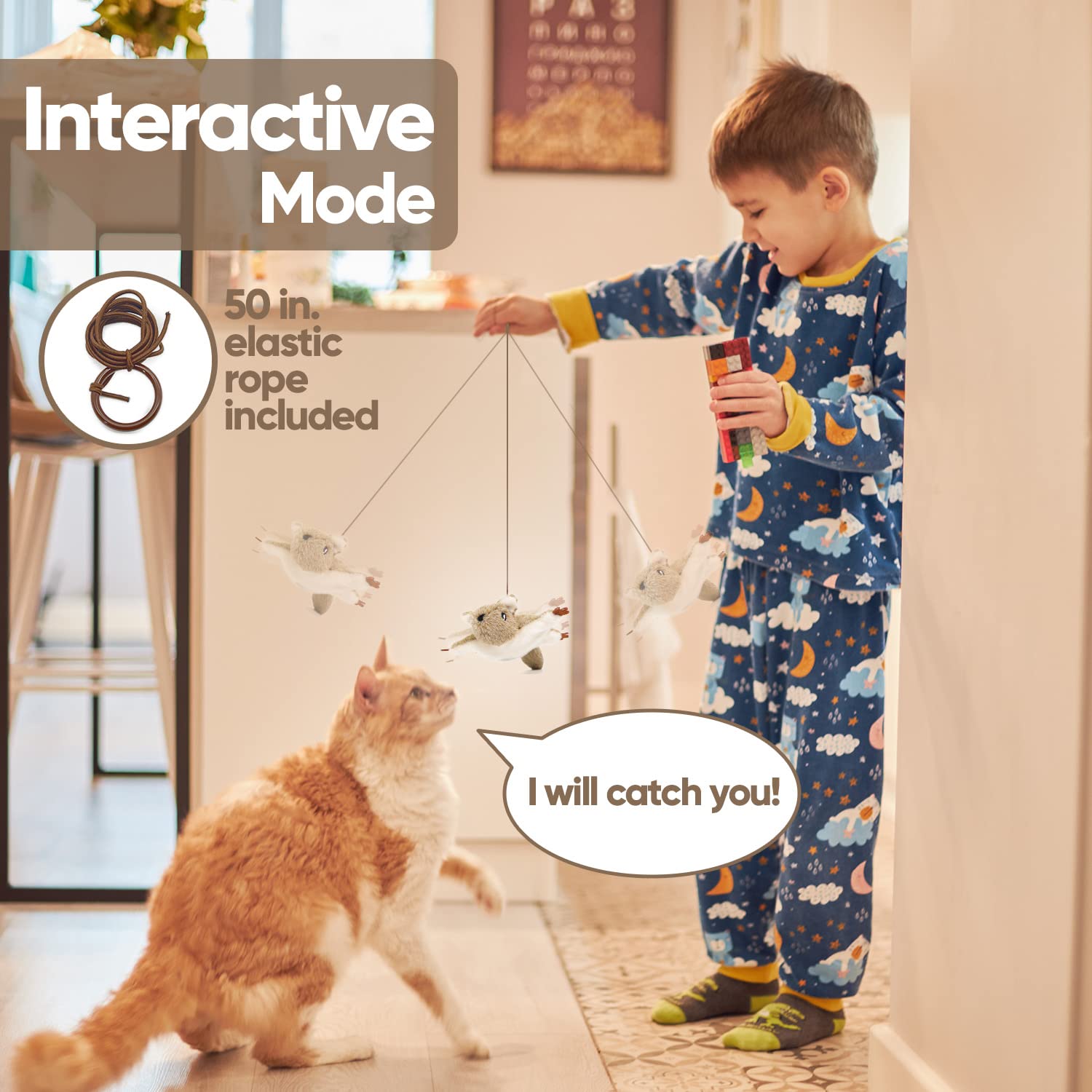 PETFUTURE Cat Toys for Bored Indoor Cats, Cat Bat Wings with Catnip for Cats, USB Rechargeable Motion Activated Kitten Toys, Int