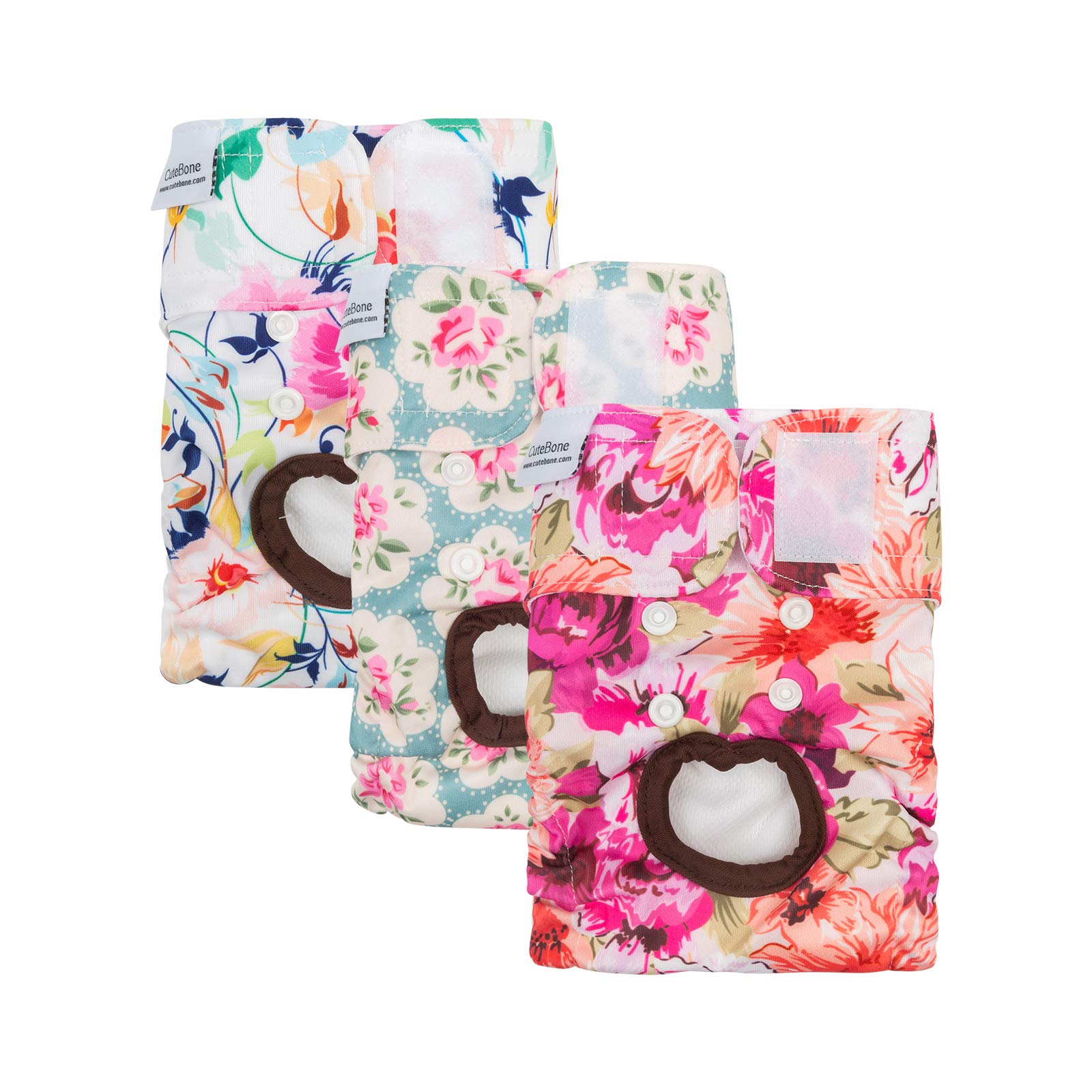 Cutebone Dog Diapers Female Small 3 Pack Reusable Puppy Period Diapers For Heat Cycle D14S