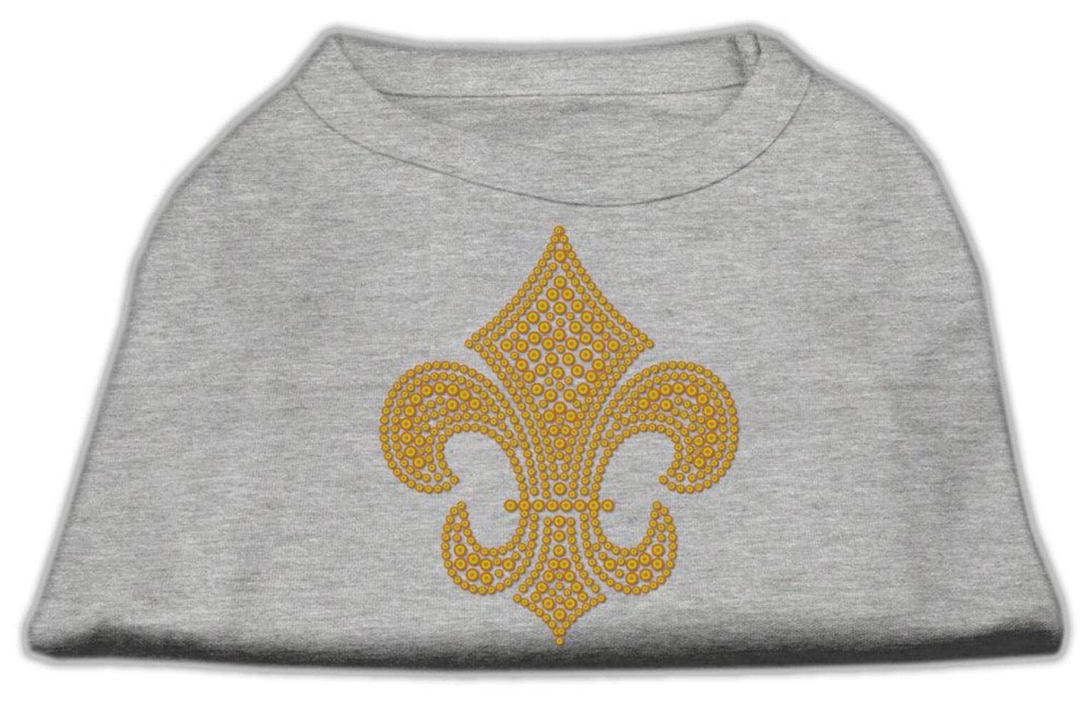 Mirage Pet Products Gold Fleur De Lis Rhinestone Pet Shirt, Medium, Grey