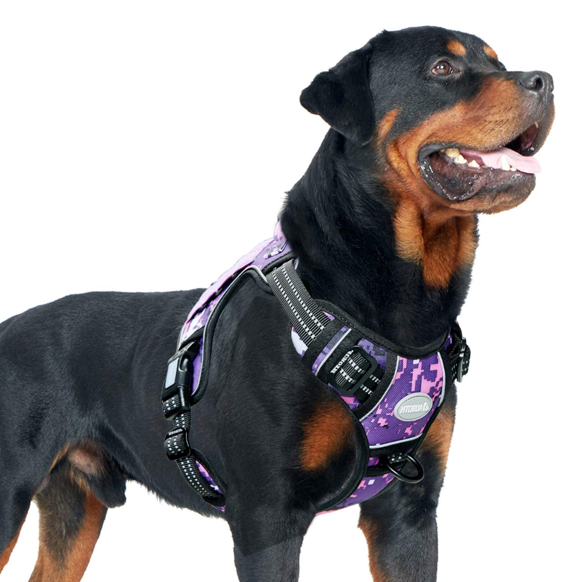 Auroth Tactical Dog Harness For Small Medium Large Dogs No Pull Adjustable Pet Harness Reflective K9 Working Training Easy Control Pet Vest Military Service Dog Harnesses (L, Purple Camo)