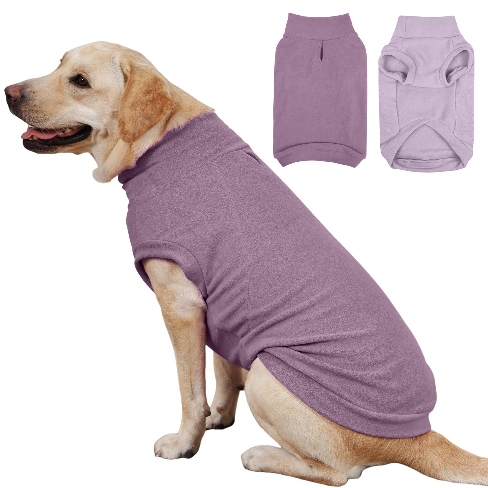 IECOii 2 Pack Fleece Dog Sweaters for Large Dogs - Stretchy & Warm Dogs Fleece Sweater for Labrador Boy Girl, Comfortable & Warm