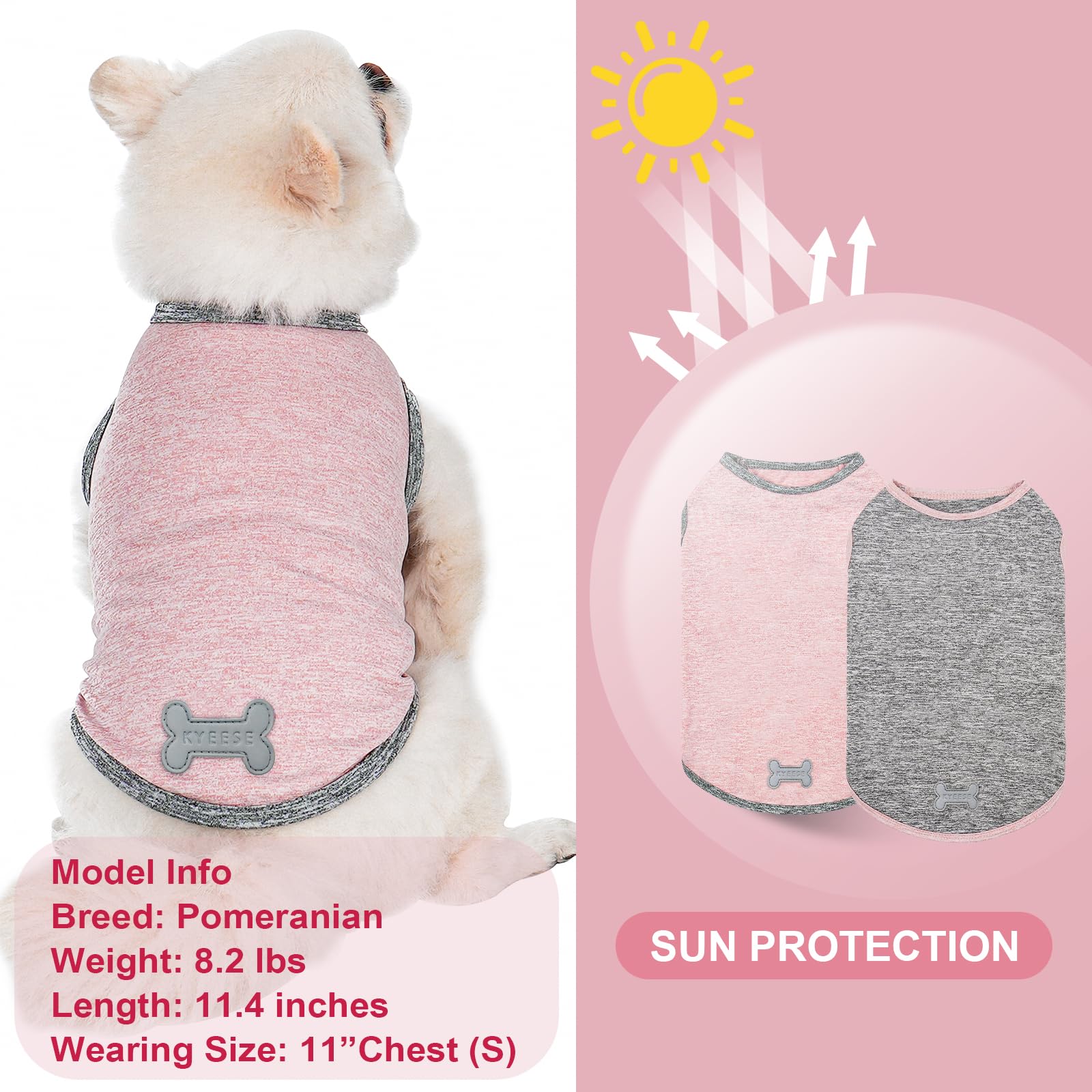 Kyeese 2Pack Dog Shirts Soft Tank Top Quick Dry For Small Dogs Stretchy Sleeveless Dog Vest Small Pet Shirt With Reflective Labe