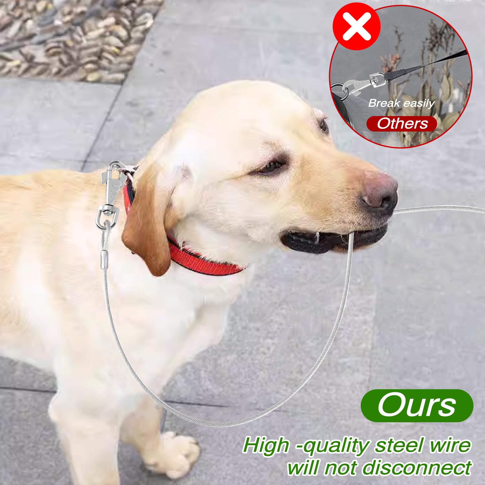 2 Pack Chew Proof Dog Leash Extension Rope, 24'' Short Dog Leash Extender For Training, Non Chewable Dog Leash Extender Suitable