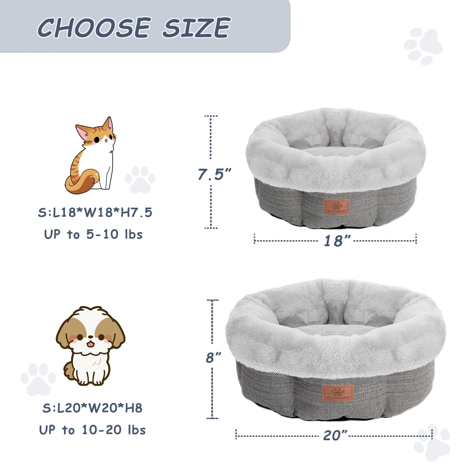 Dog Bed For Small Dogs Breeds, Soft Kennel Bed, Comfy Durable Pet Sleeping Bed,Deluxe Plush Dog Crate Beds, Washable Roun Dog Be