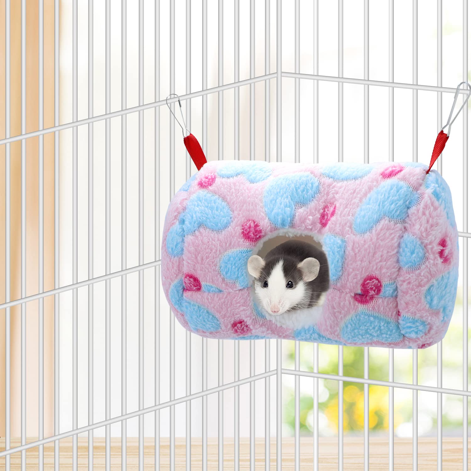 Wontee Hamster Hammock Warm Bed House Small Animal Hideout For Hamsters Gerbil Young Rat Mouse (Pink)