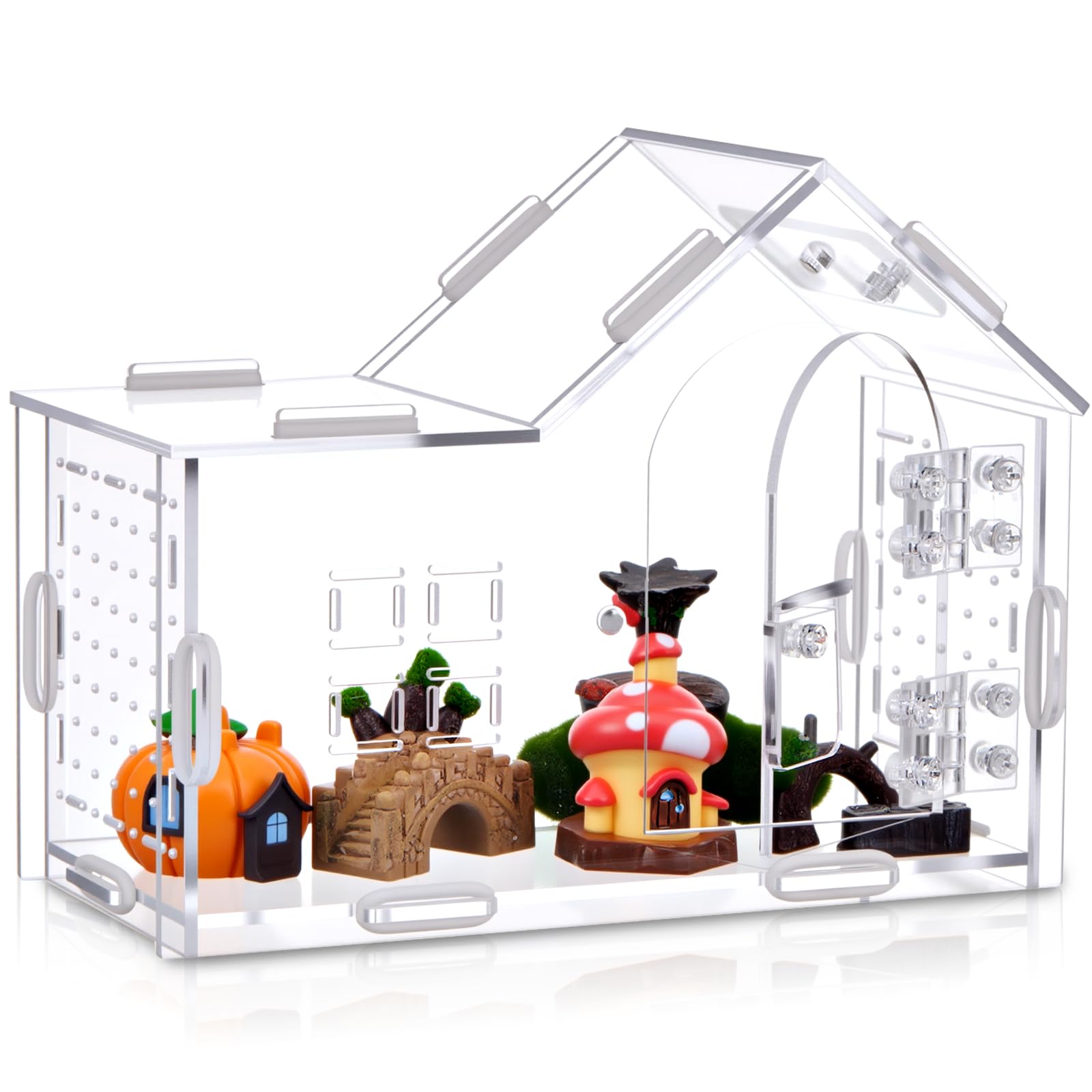 Jumping Spider Enclosure 7. 9 x 5. 9 x 3. 9 Inches Large Acrylic Tarantula Enclosure Reptile Habitat with Handle and Magnetic Do