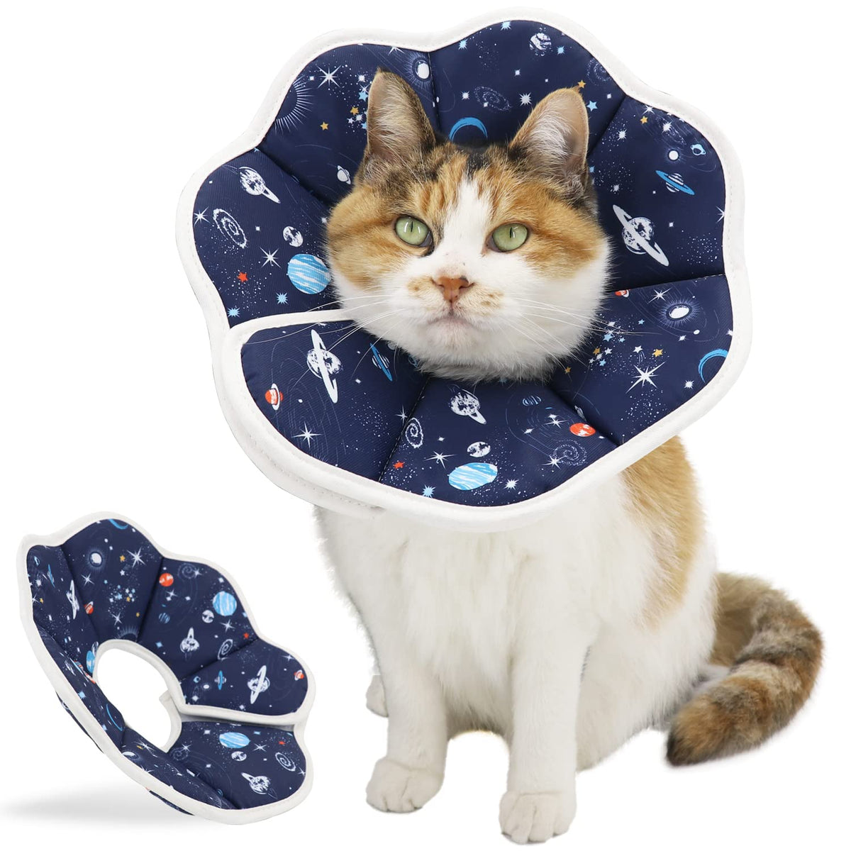 Qiyadin Soft Cat Cone, Adjustable Recovery Collar After Surgery To Prevent Licking Wound, Protective Cat Neck Cone, Comfortable Pet Elizabethan Collar For Cats Kittens And Puppies (Medium)