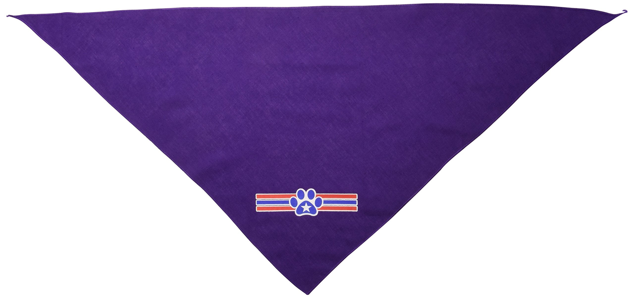 Mirage Pet Products Patriotic Star Paw Screen Print Bandana, Large, Purple