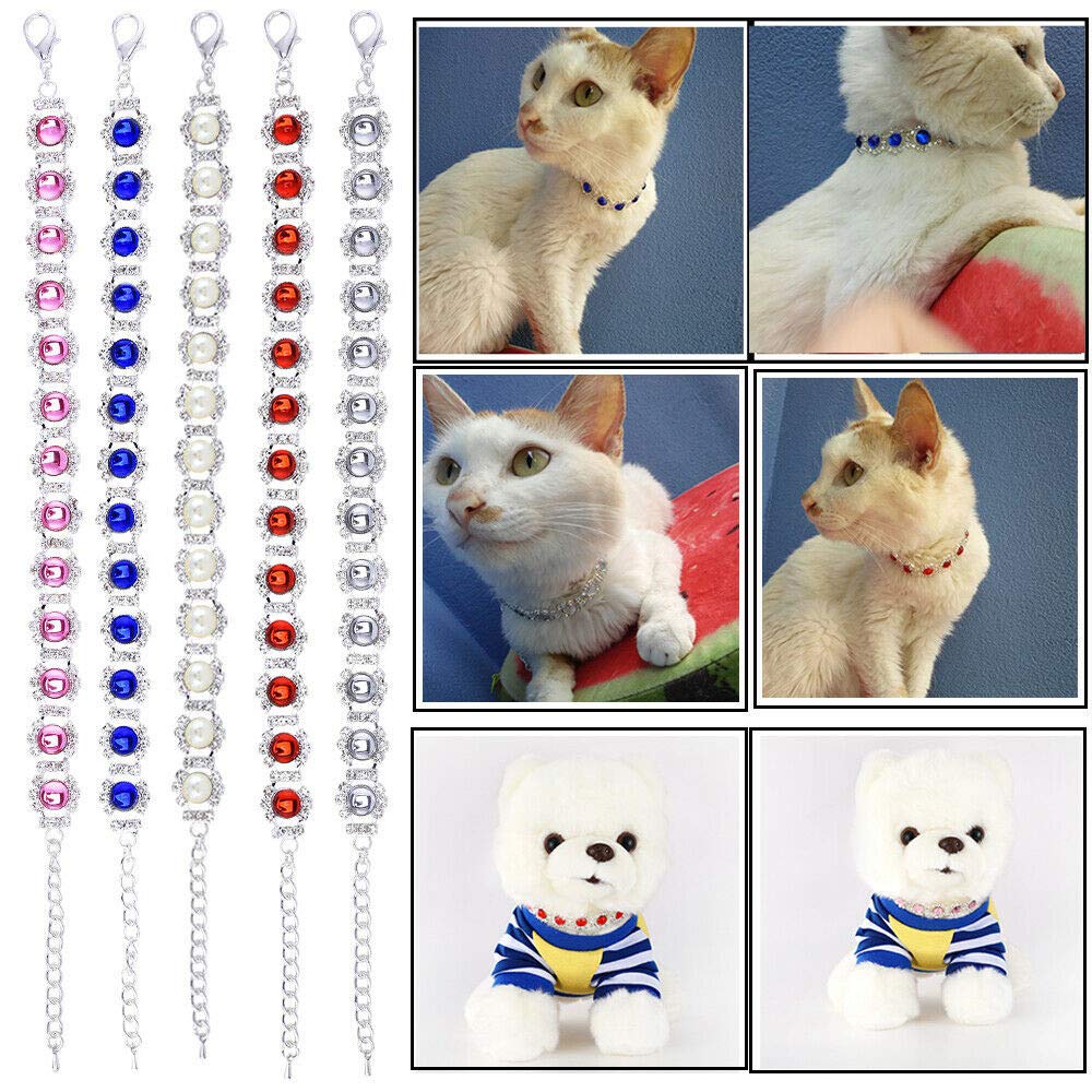 Dogs Kingdom Pet Dog Cat Crystal Collar Bling Rhinestones Party Princess Necklace Adjustable Necklace Accessories,Dark Blue,L:12