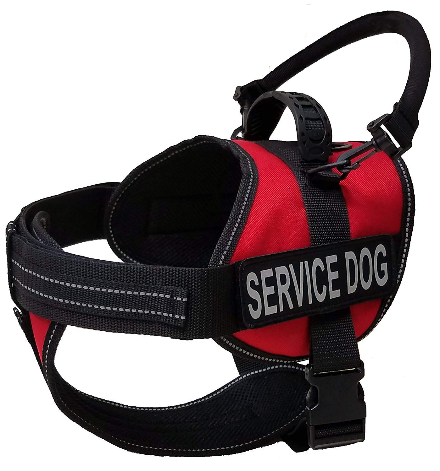Activedogs Service Dog Vest Harness + Clip-On Bridge Sturdy Handle + Id Card Carrier + Ada Cards + Reflective Service Dog Patches - Extra Large Service Dog Harness Vest Xl Dogs (Girth 29”-40”) Red