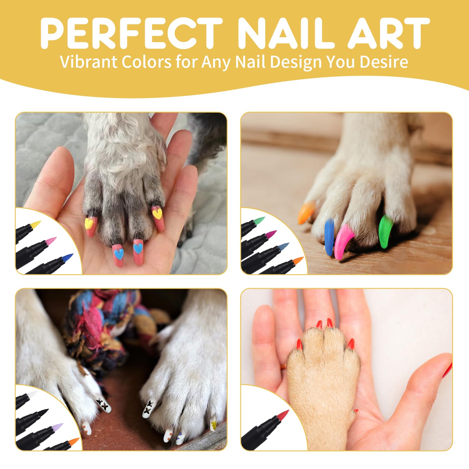 Dog Nail Polish Pens Quick Dry,12 Colors Pet Nail Polish Kit For Dogs,Cats Or Birds,Dog Safe Nail Polish And Easy To Apply,Nail