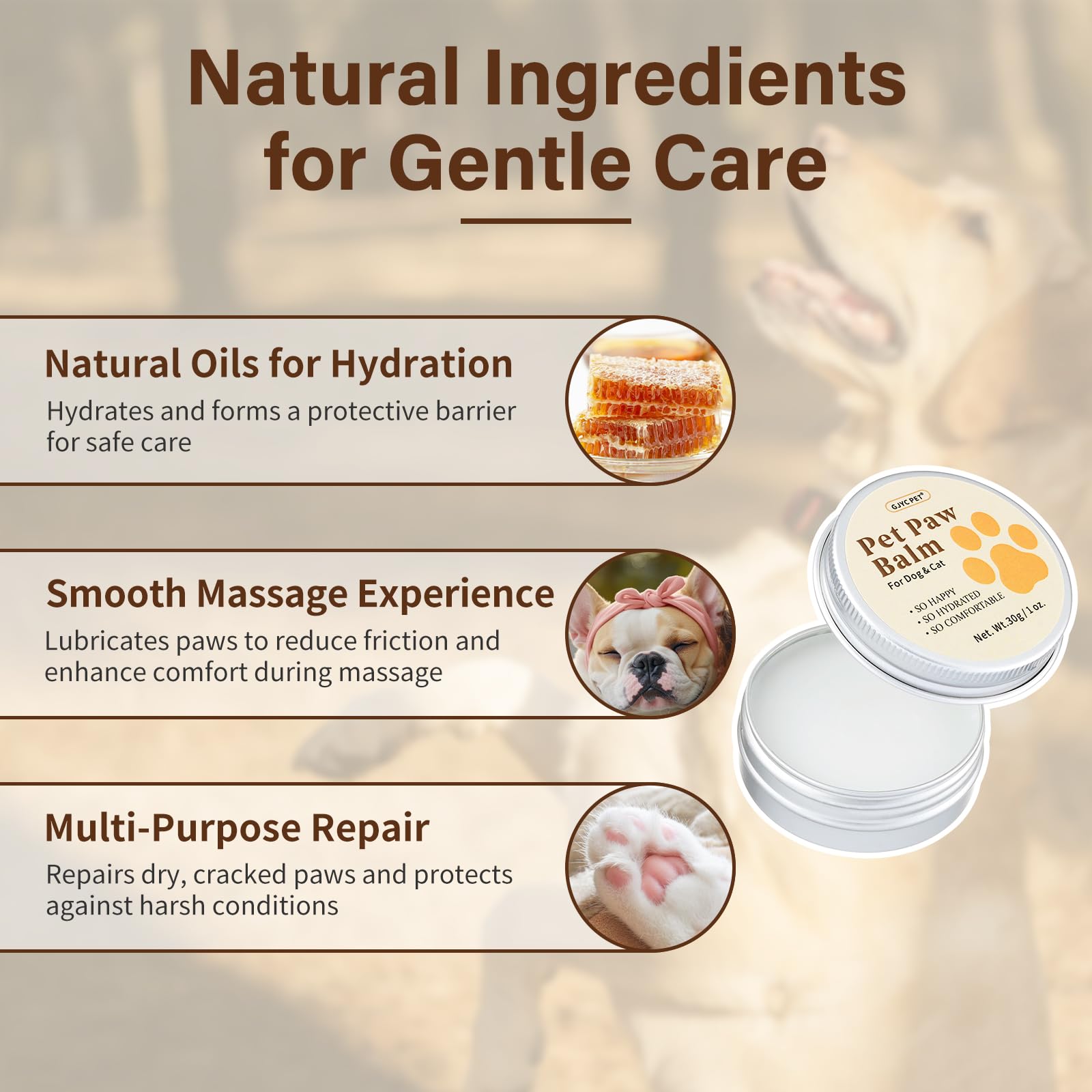4-in-1 Dog Paw Massage Kit with Natural Paw Balm & Acupressure Stick - Joint Health Support for Senior Dogs & Cats,Improve Mobil