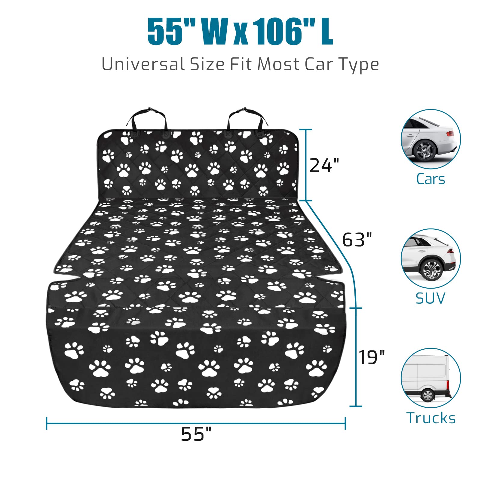Veckle Cargo Liner, Upgraded Extra Large SUV Cargo Liner for Dogs Waterproof Scratchproof Cargo Cover for SUVs Sedans Vans with