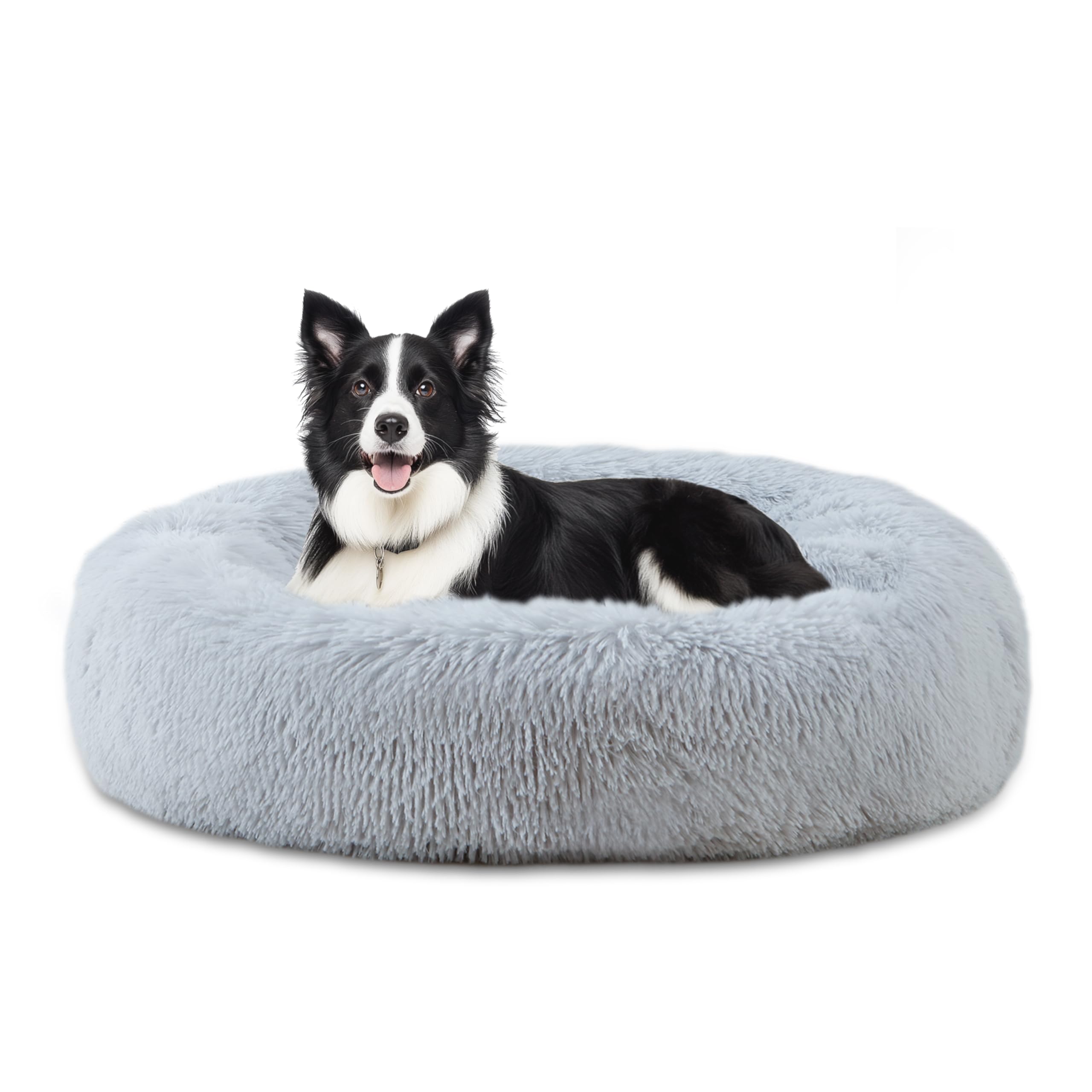 ELSKER&HOME Calming Dog Bed,Donut Washable Warming Soft Round 39 inches Dog Beds for Large Dogs,Anti-Anxiety Fluffy Plush Cushio
