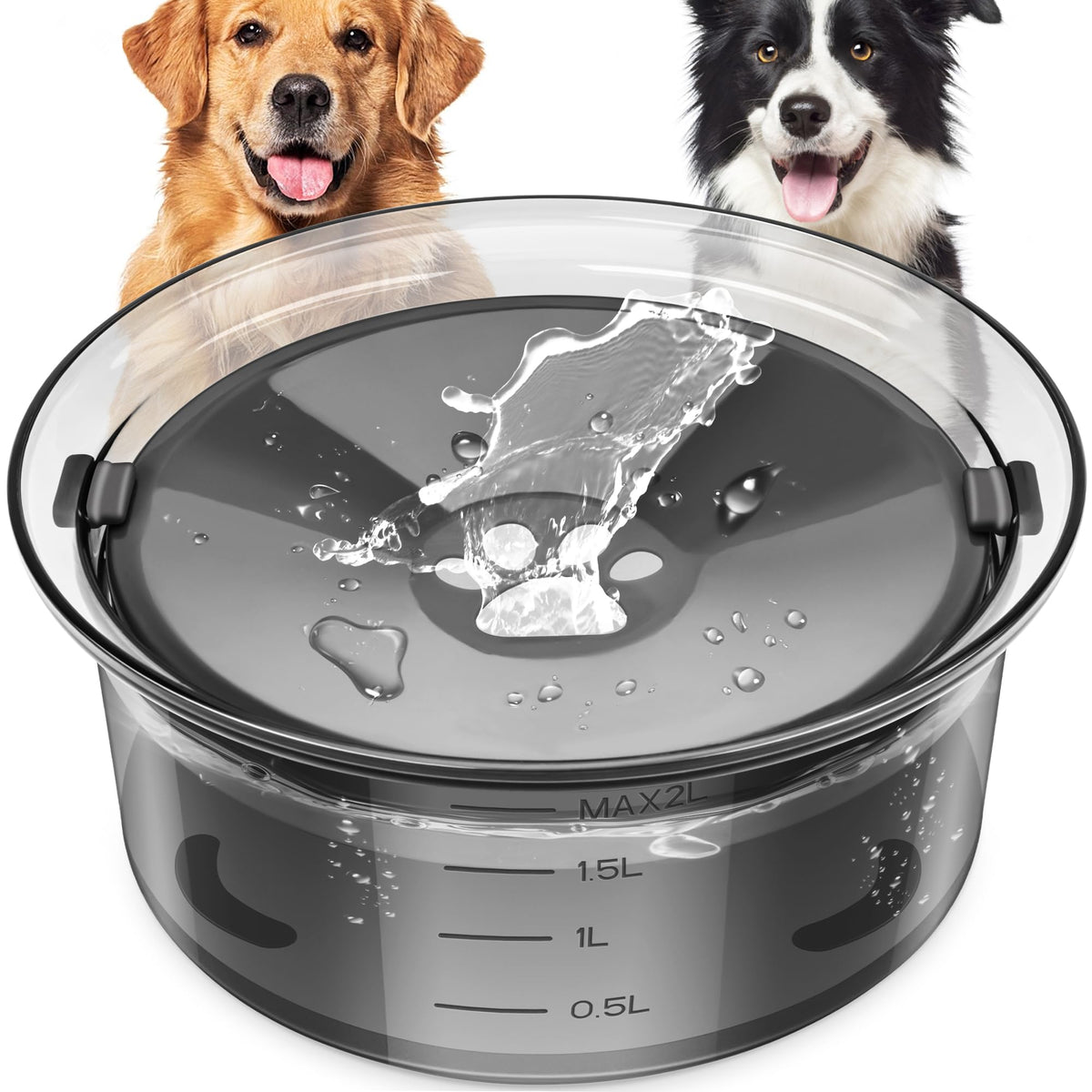 2L/70Oz Dog Water Bowl No Spill Slow Water Feeder,Large Capacity Pet Water Dispenser,Pet Water Bowl For Vehicle/Outdoor/Indoor(G