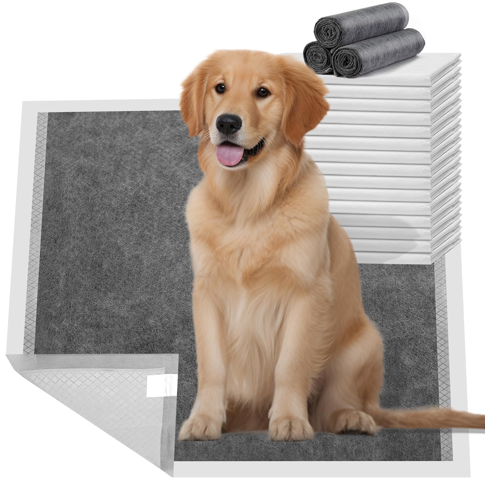 HIDOGGYLD Dog Pee Pads Extra Large 28x 34, 18 Count, Activated Carbon Charcoal Puppy Pads XL, Potty Pads for Dogs with Adhesive 