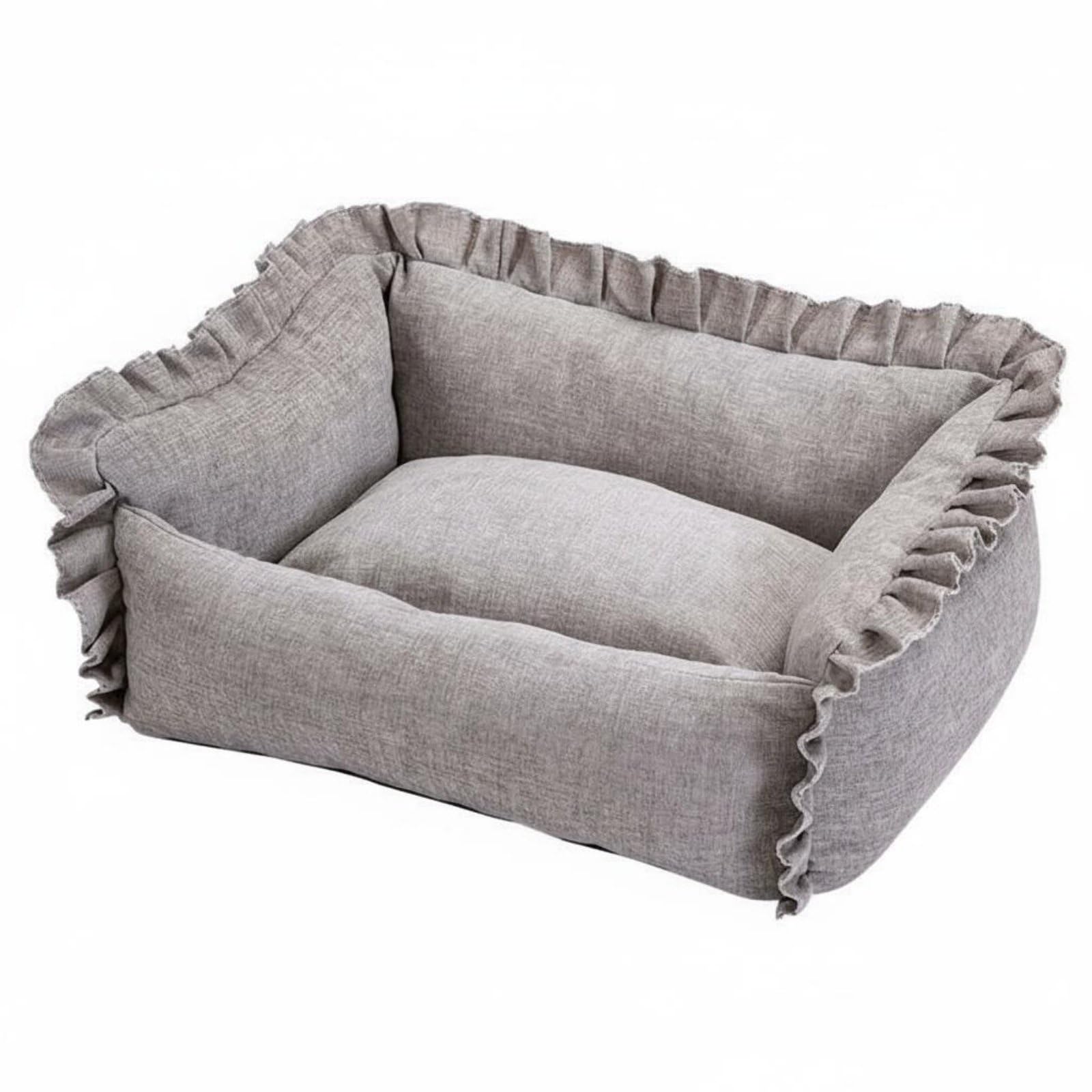 LOOM TREE Washable Dog Couch Bed WearResistant Removable Cover Pet Bed Nordic Design Soft Pet Sofa for Cats, Indoor, Gray, S | 