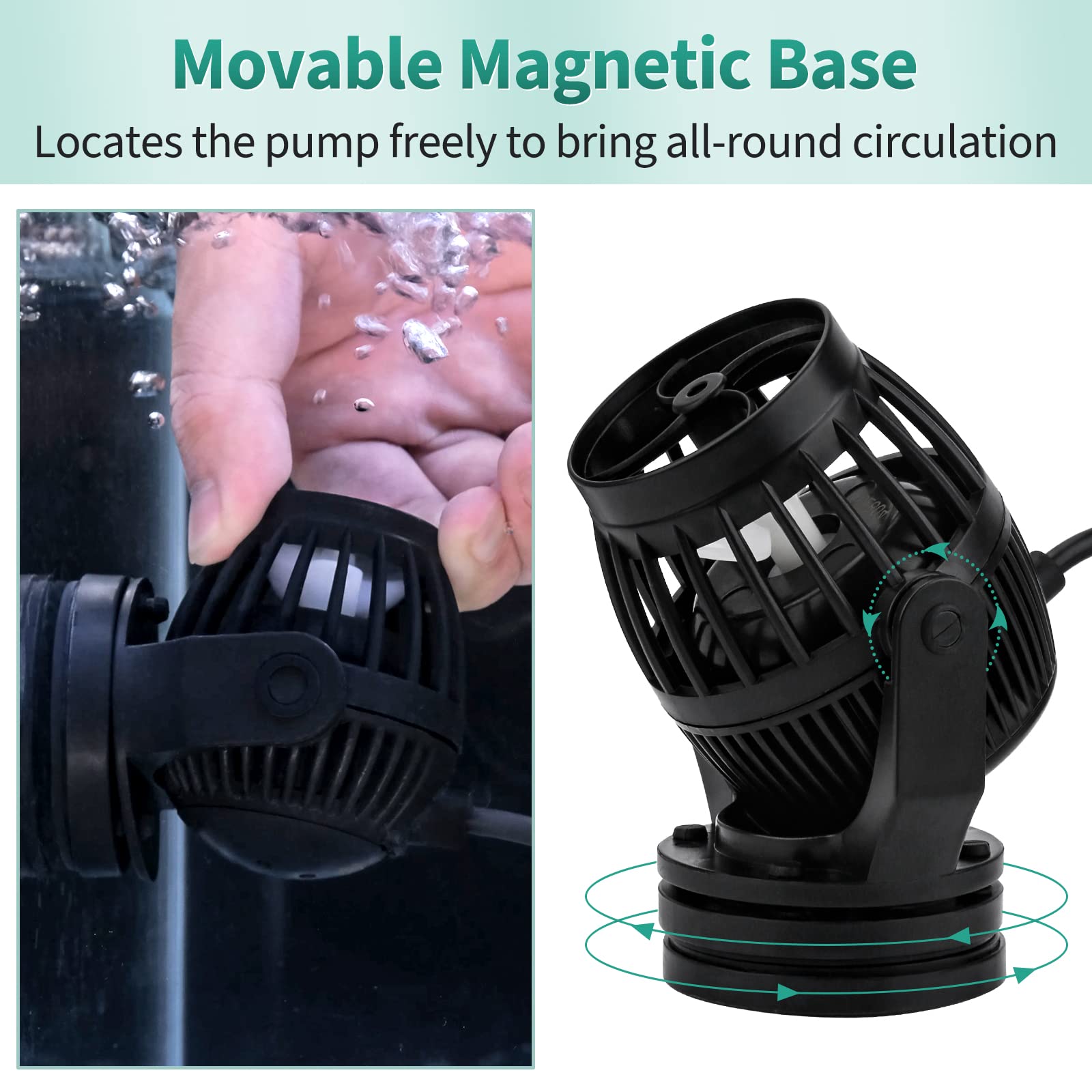 Uniclife Aquarium Wave Maker For 30-60 Gallon Fish Tanks 1058 Gph Adjustable Circulation Pump With Controller And Strong Magnetic Suction Base Submersible Power Head For Fresh And Salty Water