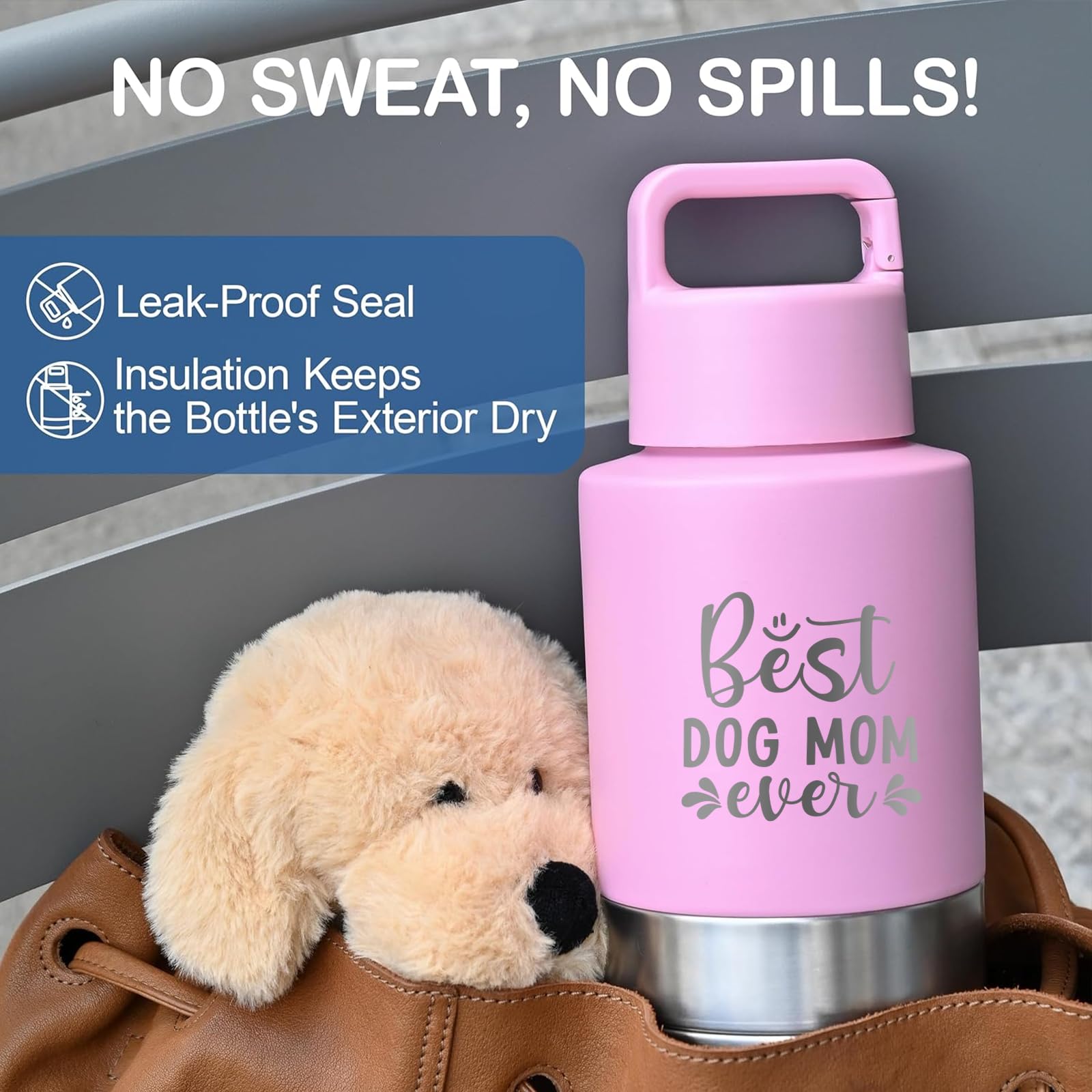 KEWIXY Insulated Dog Travel Water Bottle With Detachable Bowls, Ideal Dog Mom Gifts for Women, Portable Water Bottle Dispenser,