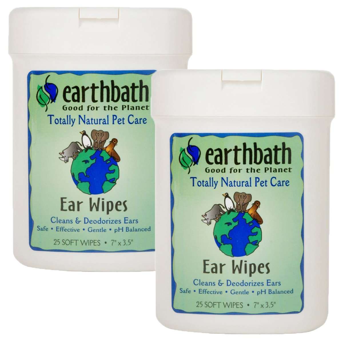 Earthbath, Dog Ear Wipes - Gentle Dog Ear Cleaner, Best Pet Wipes For Dogs & Cats, Made In Usa, Cruelty-Free Dog Wipes, Keep Your Pet'S Ears Naturally Clear & Infection Free - 25 Count (2 Pack)