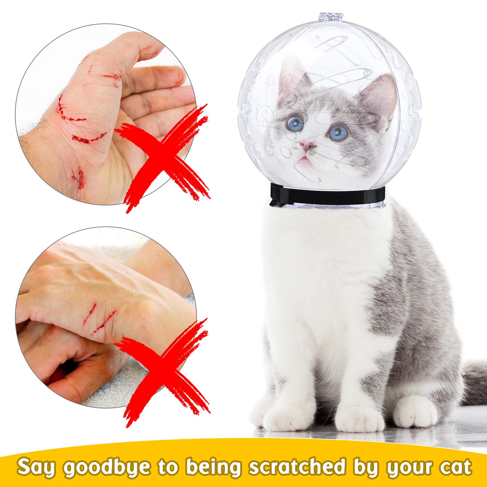 Cat Muzzle Cat Helmet Cat Mouth Cover Helmet Muzzle Pet Grooming Muzzle Cat Adjustable Hood Transparent Breathable Cat Face Mask Cat Grooming Muzzle Mask For Cat Dog Pet Costume Tools (M)
