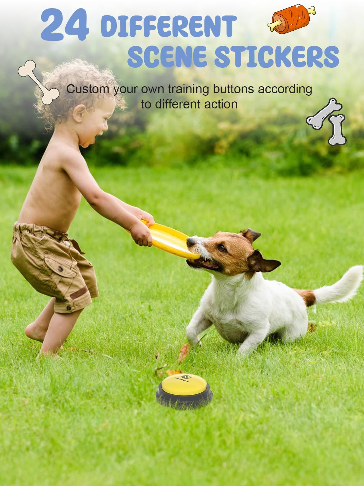 4 Pcs Dog Talking Button Set, Dog Buttons for Communication, 30s Recordable Voice Pet Buzzer Training Buttons, Speaking Button f