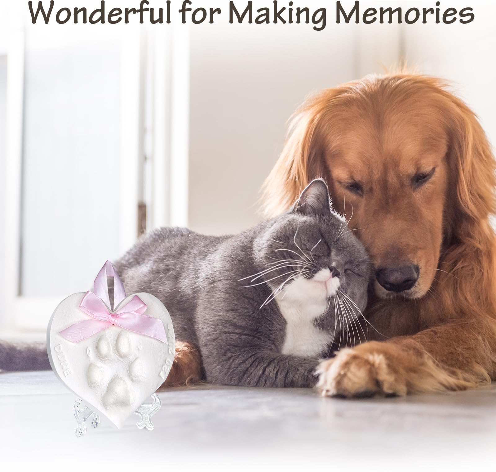 Tubuui Dog Paw Print Kit Keepsake (Makes 2), Clay Paw Print Kit For Dogs Cats, Pet Paw Print Impression Kit, Paw Print Ornament