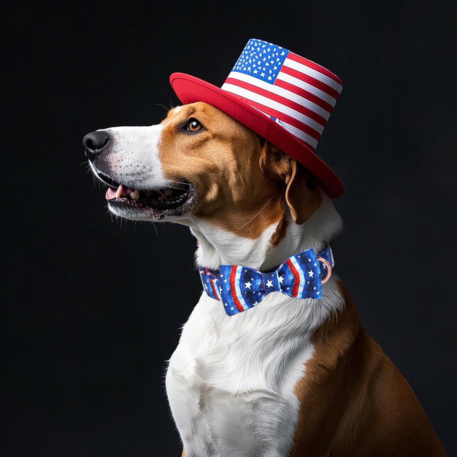 Babole Pet 4Th Of July Dog Collar With Bow Tie - Flag Day Stars & Stripes Patriotic Bowtie Collar Independence Day Safety Dog Co