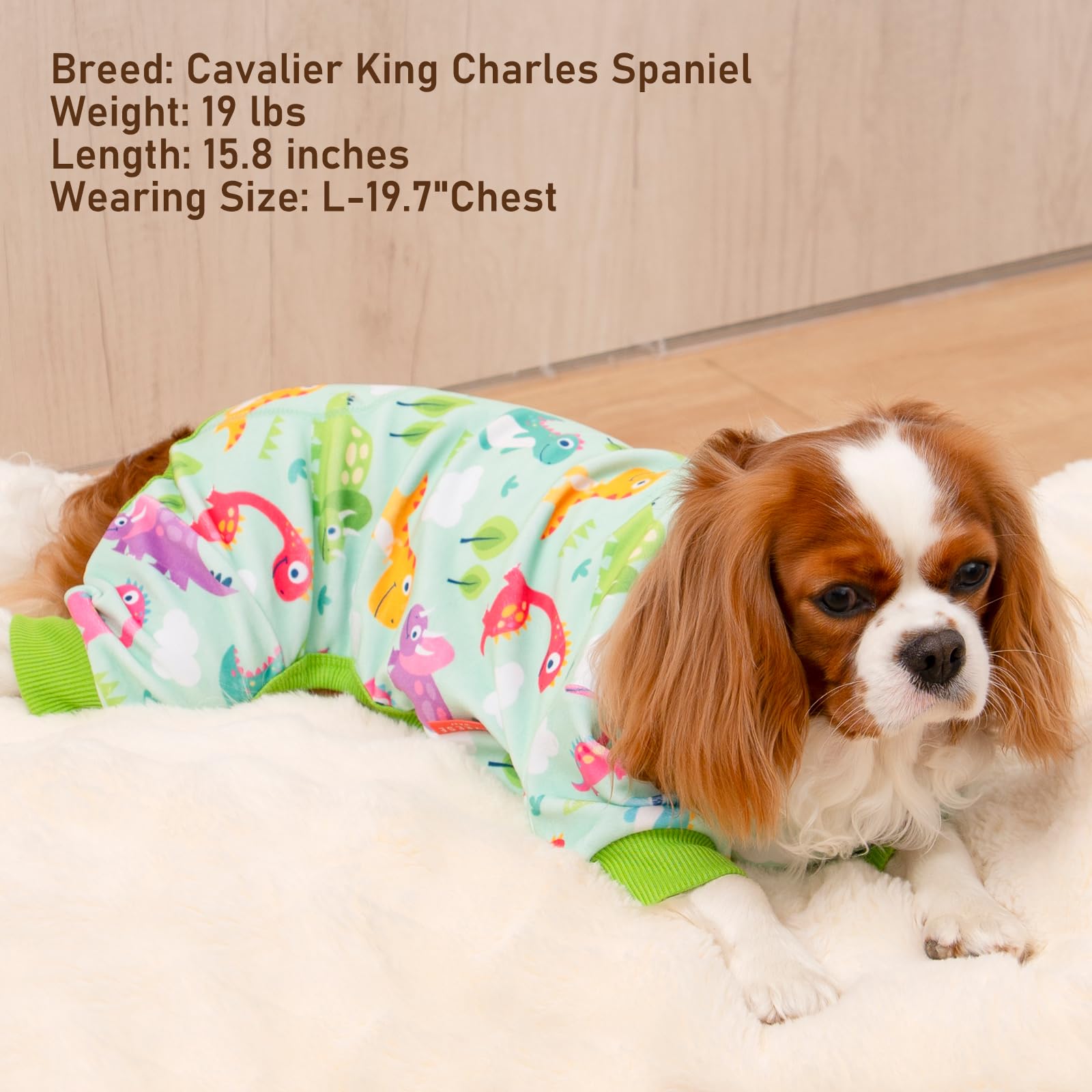 Kyeese Dog Pajamas Small Dog Pajamas With Colorful Dinosaurs Stretchy Pet Jammies Onesie Velvet Pjs Comfy Clothes For Dogs Boy G