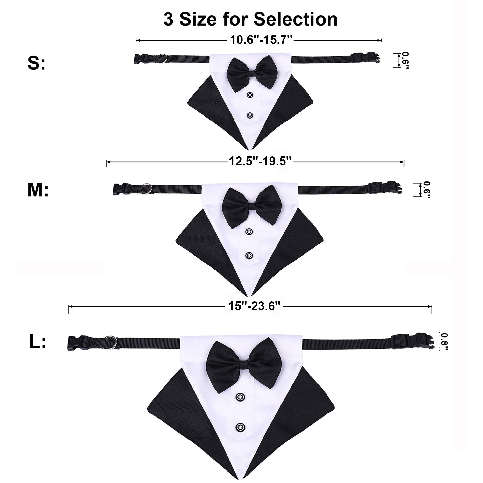 Adoggygo Formal Dog Tuxedo Wedding Dog Bandana Collar Dog Collar With Bow Tie Adjustable Dog Bowtie Collar Bandana For Small Medium Large Dog Pet (Medium, Black)