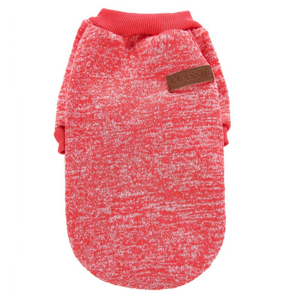 Jecikelon Pet Dog Clothes Dog Sweater Soft Thickening Warm Pup Dogs Shirt Winter Puppy Sweater For Dogs (Red, L)