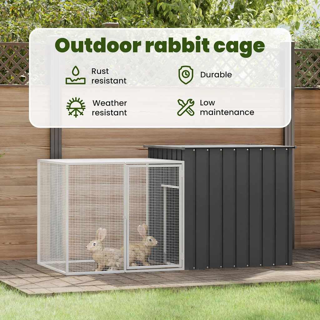 vidaXL Rabbit Cage for Indoor/Outdoor Use - Spacious Design with 78.7x35.8x39.4 Dimensions, Galvanized Steel Construction, Anthr