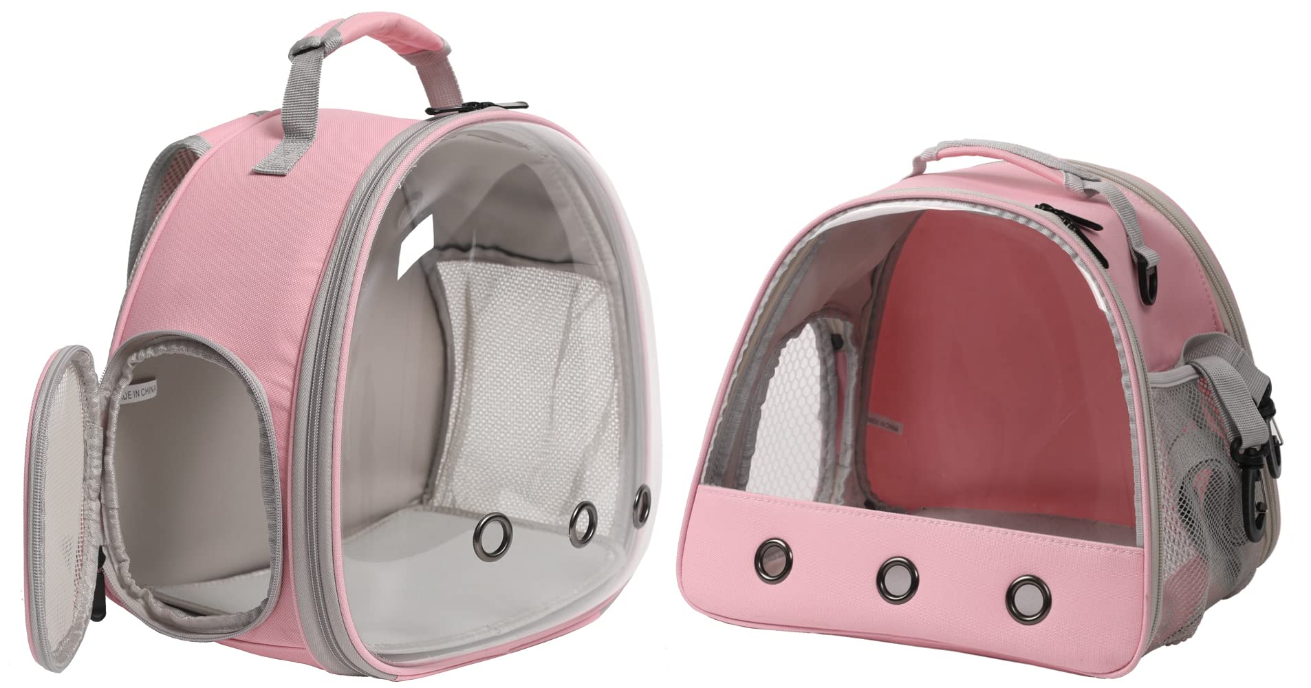 Bearded Dragon Carrier, Lizards & Small Animal Travel Carrier For Sugar Glider, Hedgehog, Rat, Parrot, Bird & Guinea Pig - Portable, Two-Pig Pink Carrier