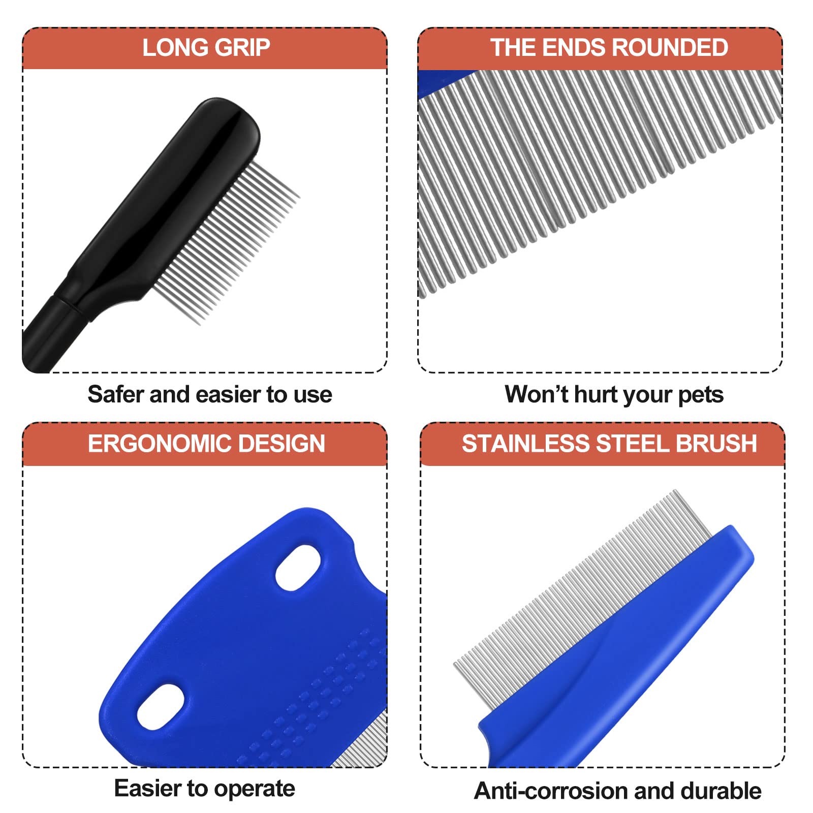 5 Pieces Dog Eye Combs Tear Stain Remover Combs Pet Grooming Comb For Small Dogs Gently Removing Eye Mucus And Crust (Blue, Blac