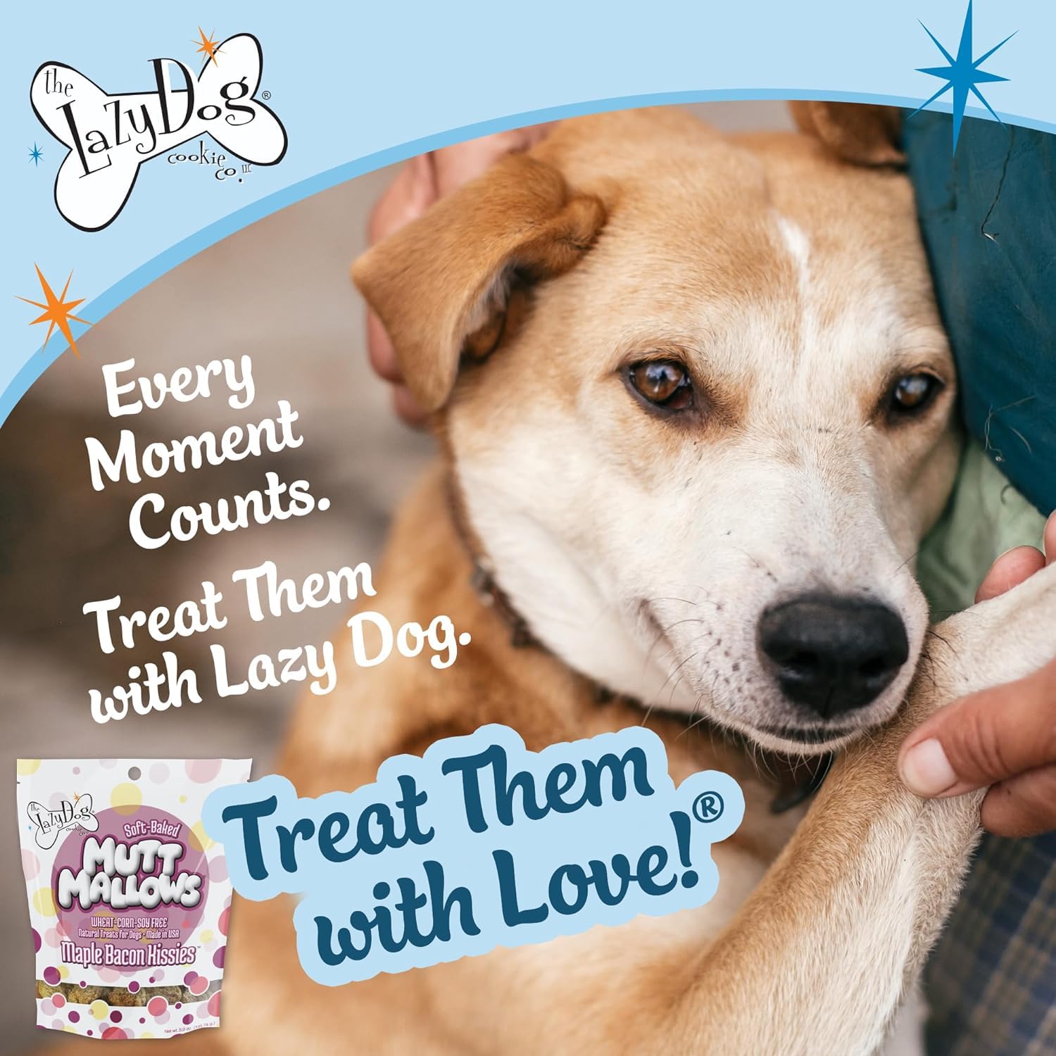 The Lazy Dog Cookie Co. Soft Dog Treats, Mutt Mallows Maple Bacon Kissies, for Small, Medium and Large Dogs, Wheat-Free, Baked i