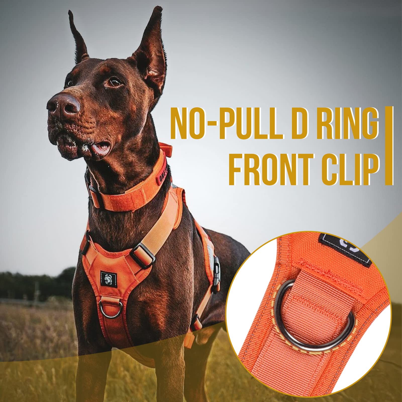Onetigris Service Dog Safety Vest, Tactical Reflective Dog Harness With No Pull D-Ring & Handle, High-Visibility Lightweight Sui
