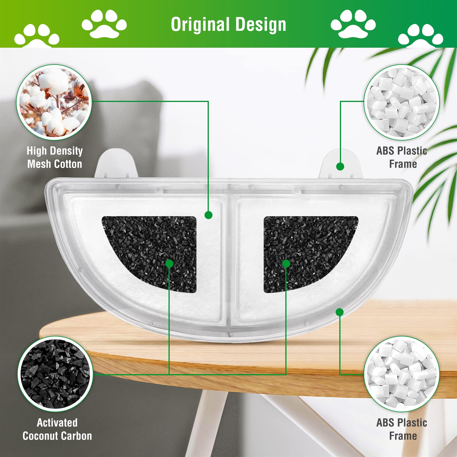 6 Pack Replacement Filters For Wf20/Cf20 Wireless Pumps Cat Water Fountain, Zekiry Cat Water Fountain Filters, Triple Action Pet