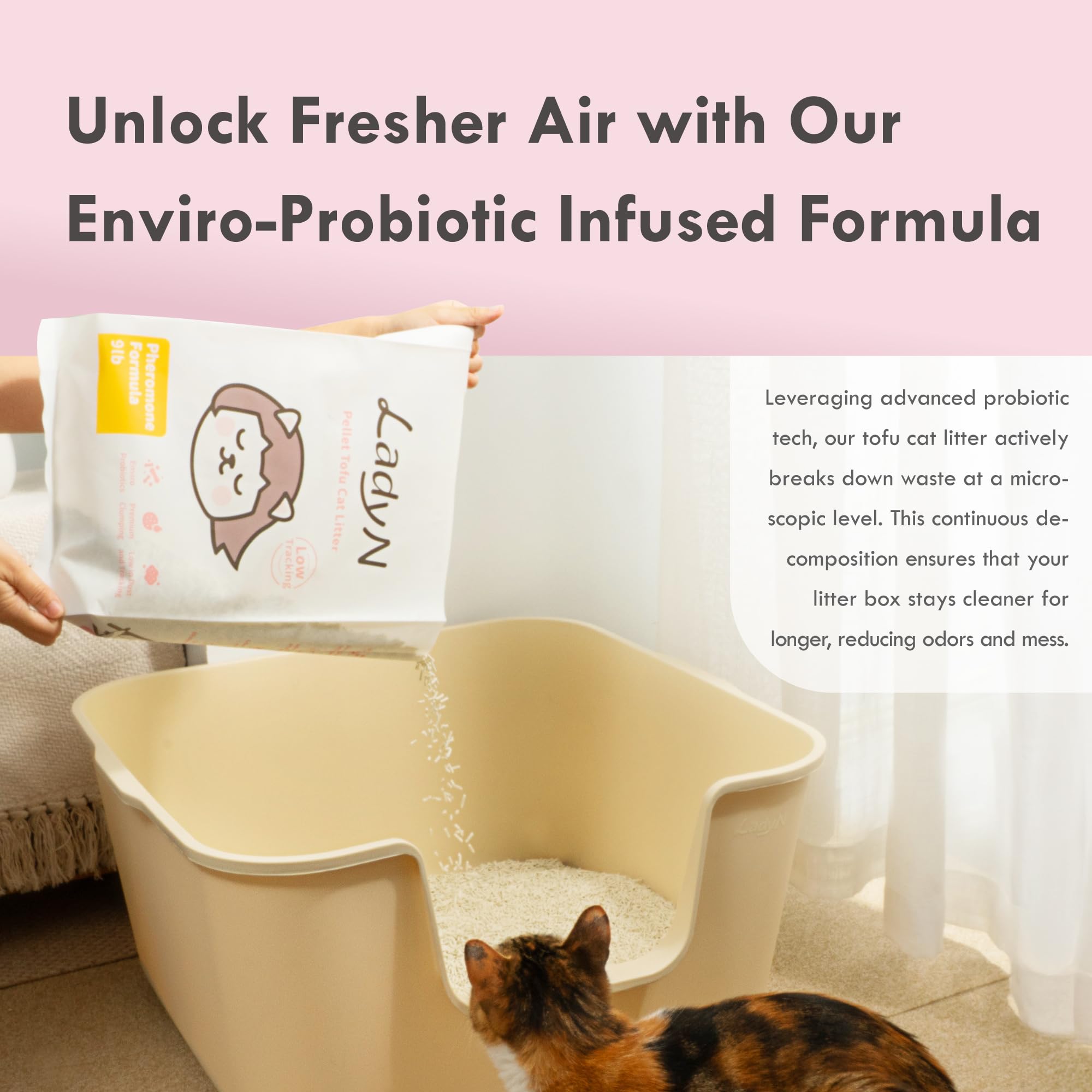 Lady N Cat Attract Tofu Litter - Natural Attractant Formula for Litter Box Training, Calming Pheromone for Multi-Cat Homes, Clas