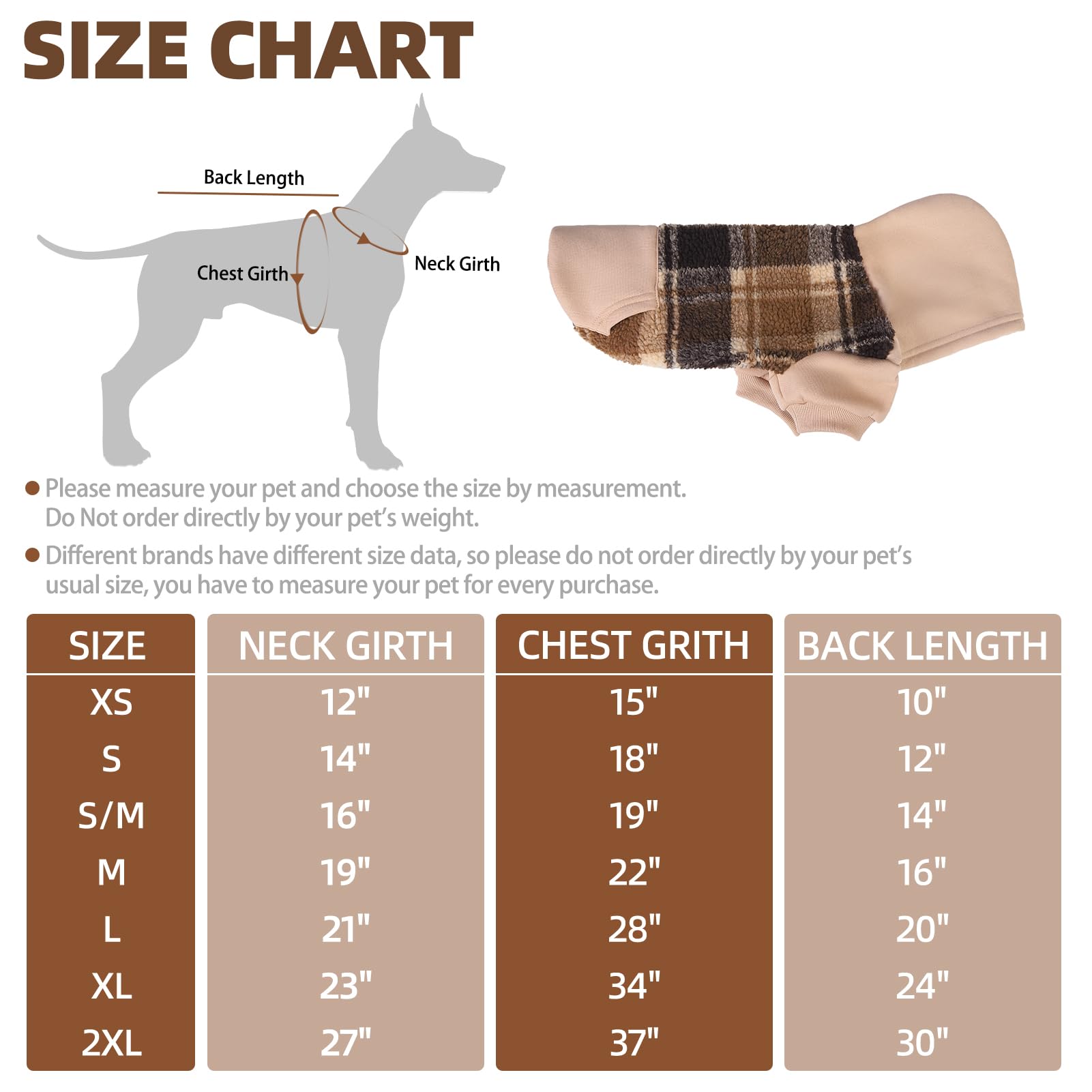 PUPTECK Dog Hoodie Puppy Sweatshirt Warm Dog Sweater Winter Clothes Cold Weather Coats for Small Medium Large Dogs, Brown, L