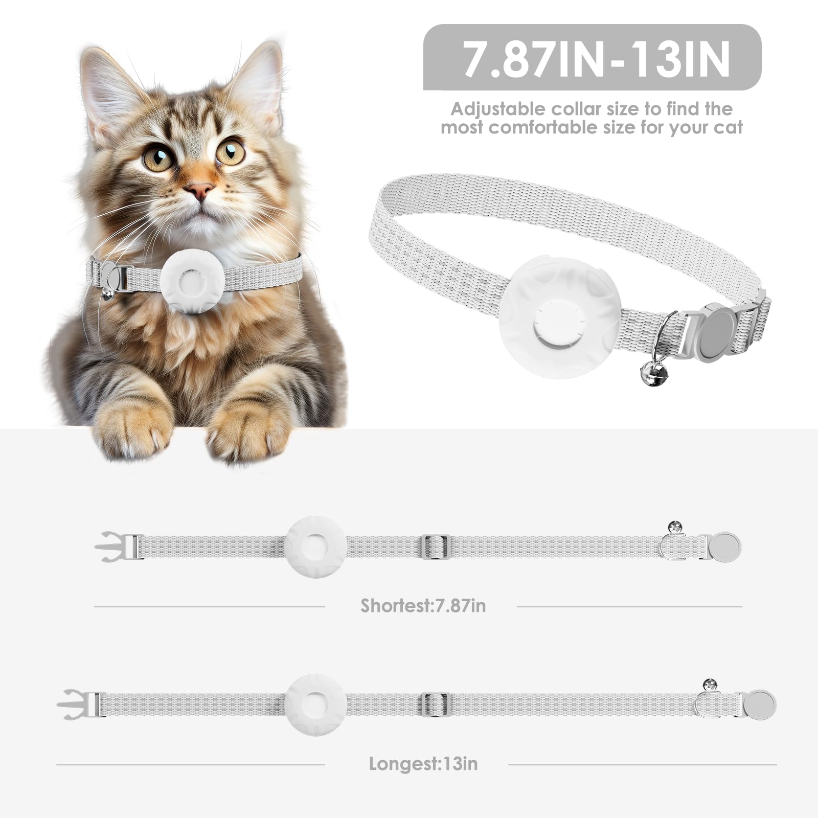 Cat Tracker,Pet Tracker for Cats (Only iOS),Waterproof Tracker Cat Collars with Safety Elastic Buckle,No Monthly Fee,Works with