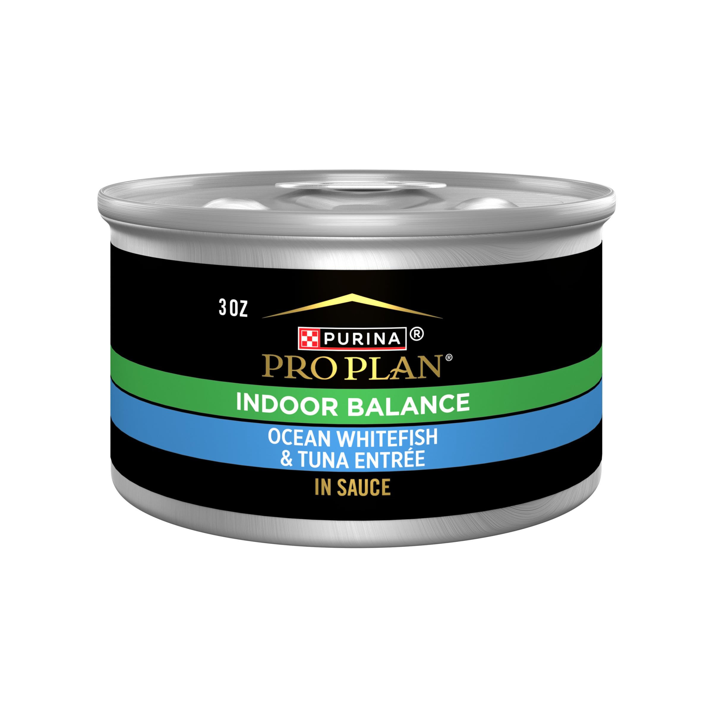 Purina Pro Plan Indoor Balance Ocean Whitefish and Tuna in Sauce Cat Food Wet Formula - (Pack of 24) 3 oz. Cans