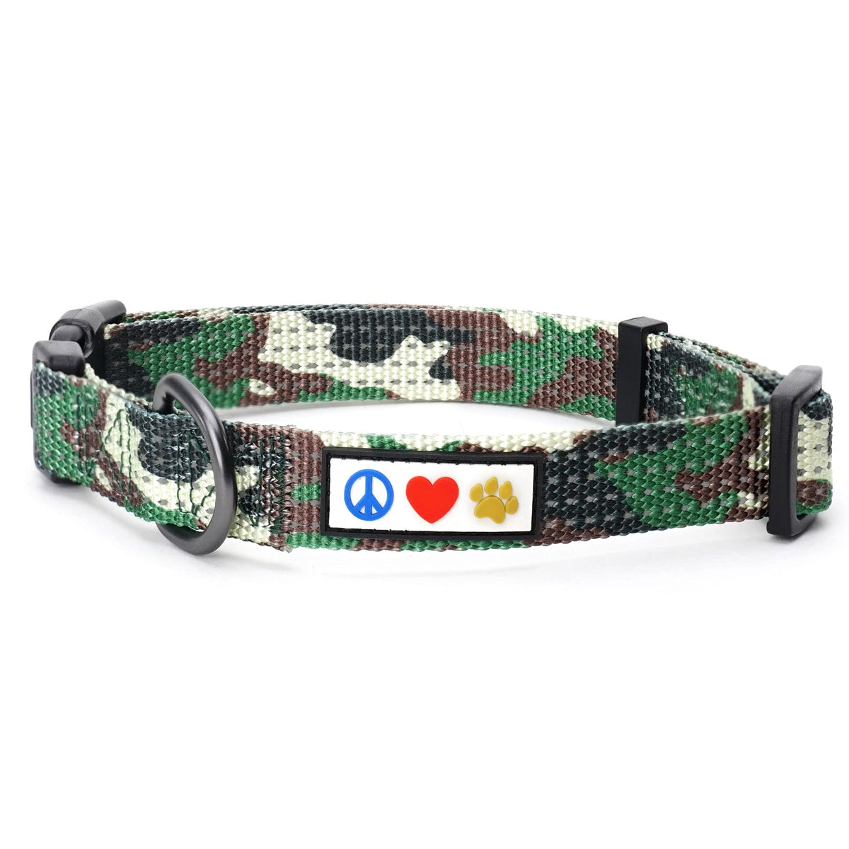 Pawtitas Reflective Dog Collar With Stitching Reflective Thread | Reflective Dog Collar With Buckle Adjustable And Better Training Great Collar For Medium Dogs - Green Camo Collar