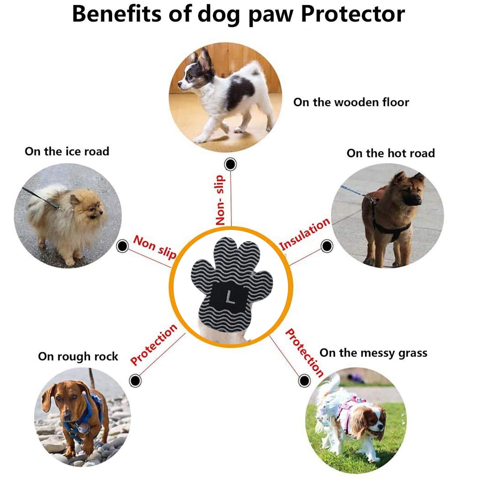 Dog Paw Protector Anti Slip Toe Grips Paw Pads For Dogs Traction, 8 Sets 32 Pads Disposable Self Adhesive Resistant Dog Shoes Bo