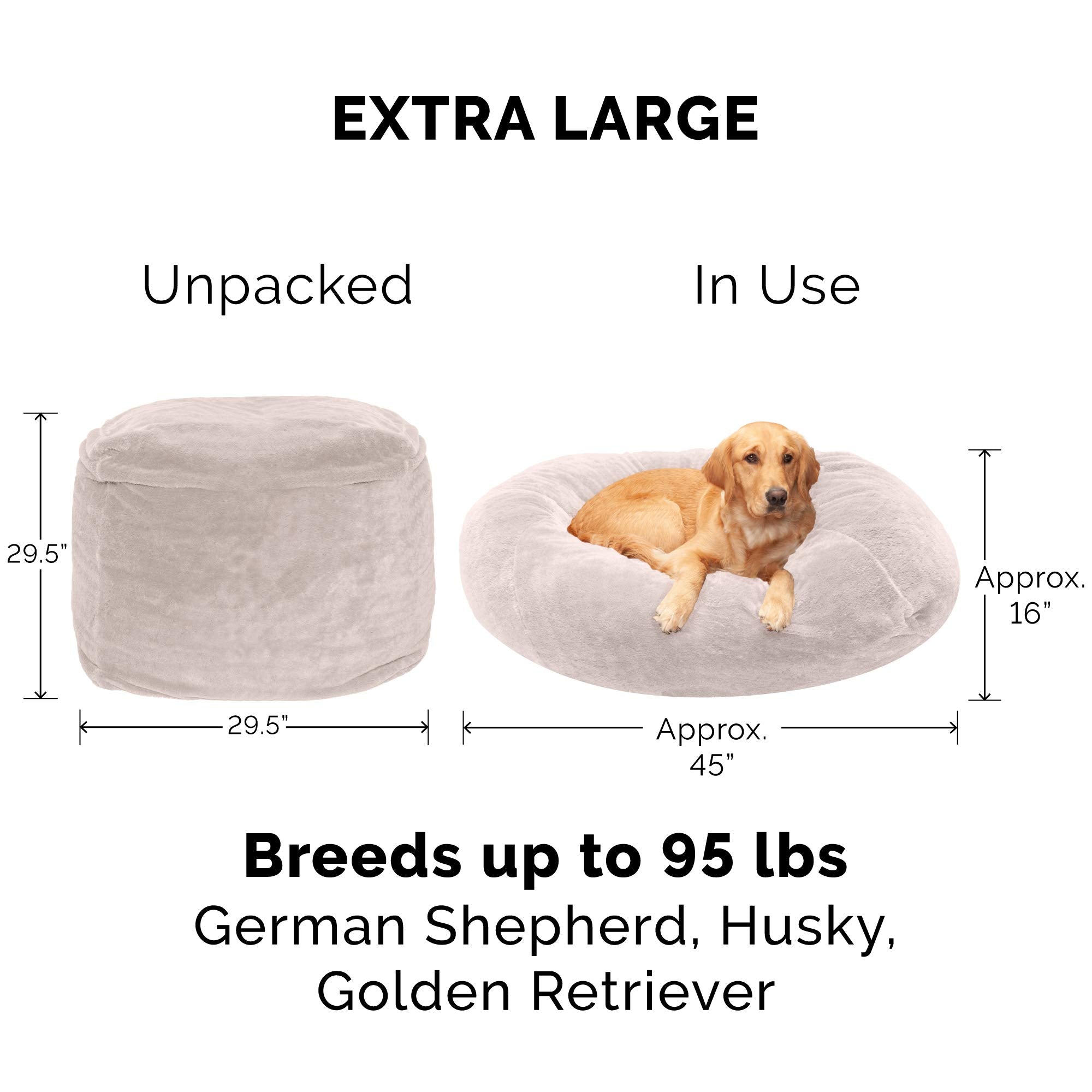 Furhaven Soft & Cozy Dog Bed For Large Dogs, Refillable W/ Removable Washable Cover & Liner, For Dogs Up To 95 Lbs - Plush Faux