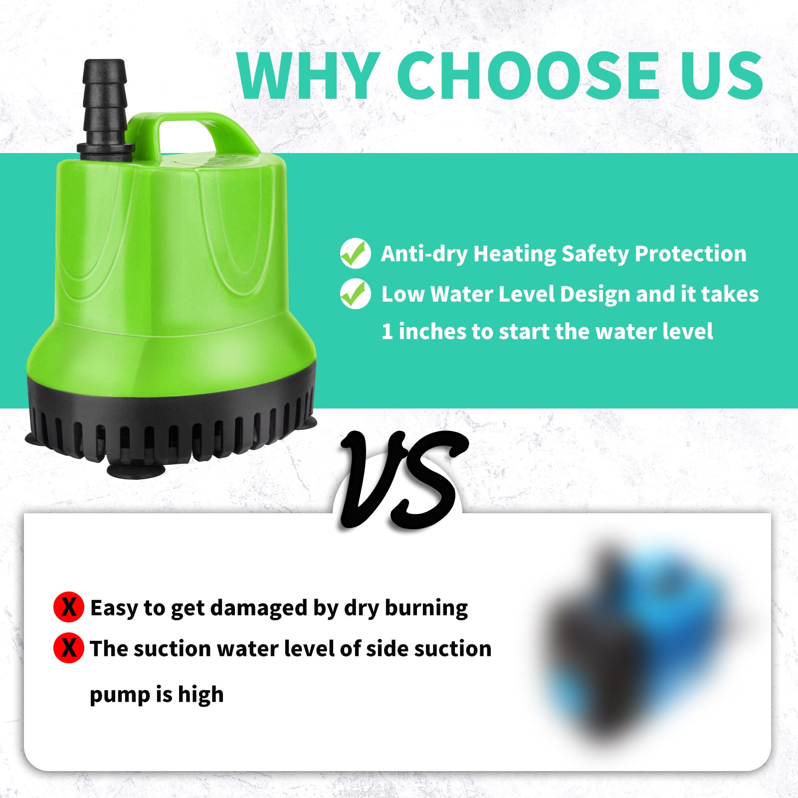 Freesea 160 Gph 12W Submersible Water Pump For Pond Aquarium Hydroponics Fish Tank Fountain Waterfall