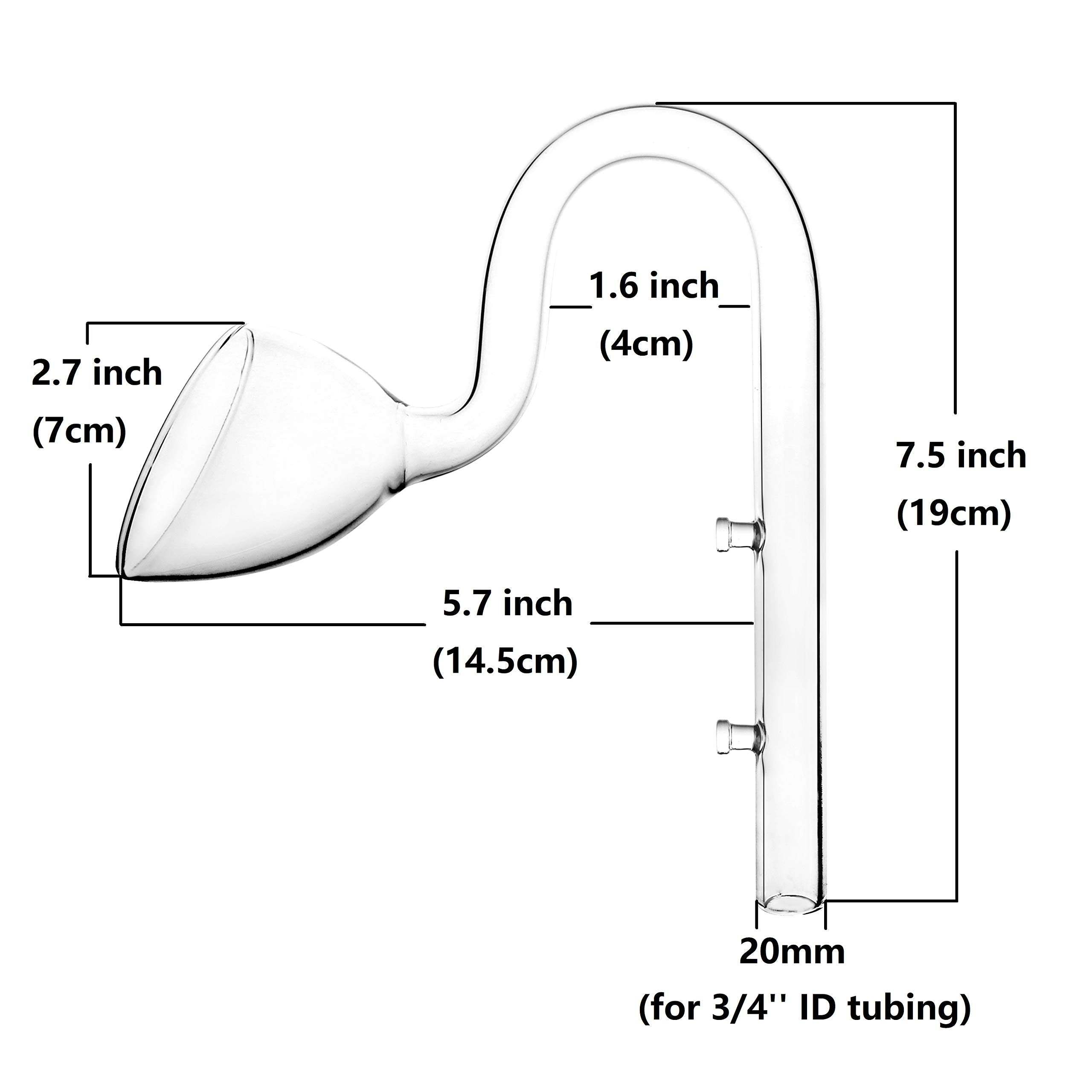 Jardli Glass Lily Pipe Inflow Outflow Set 20Mm For 3/4'' Id (19/25Mm) Tubing