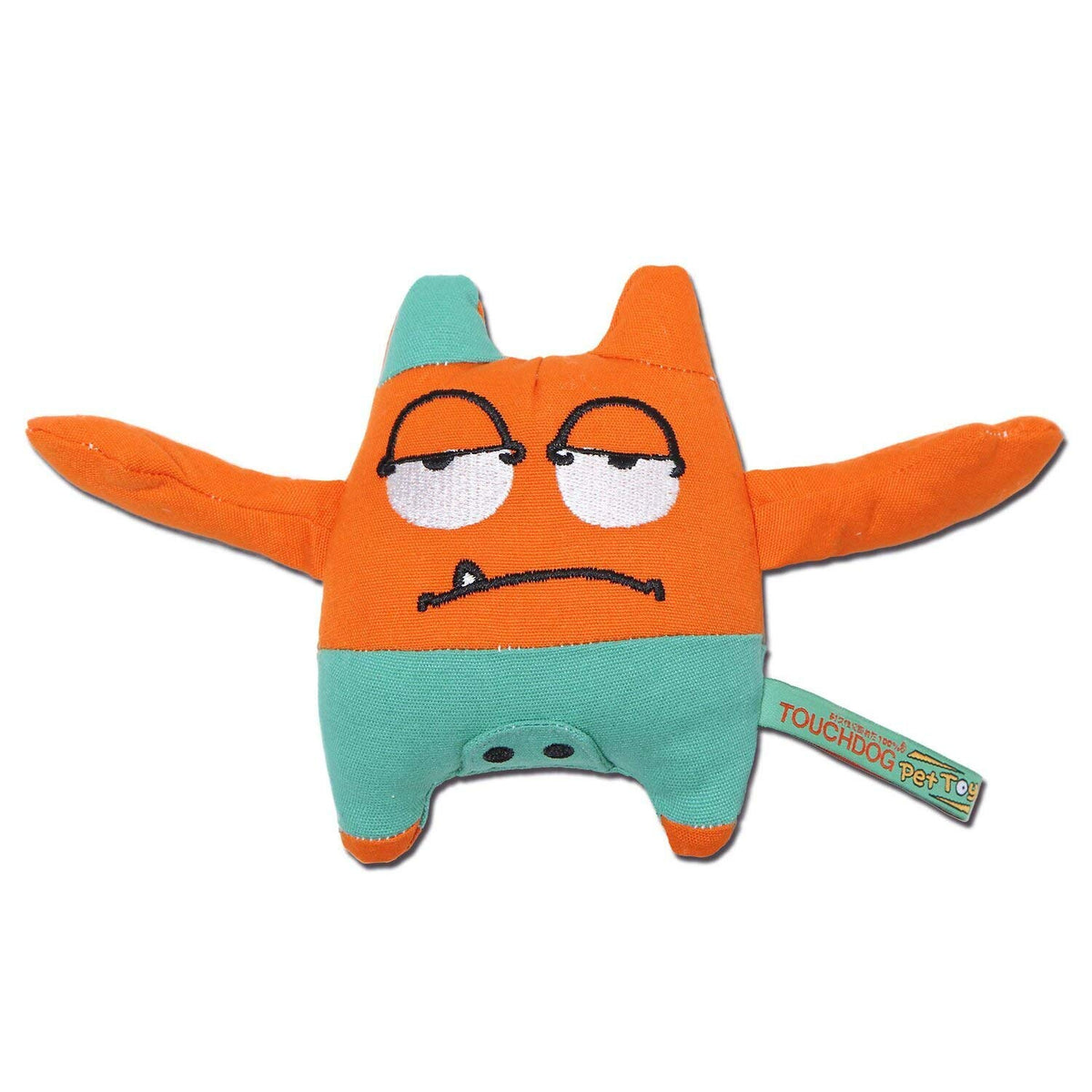 Touchdog Cartoon Sleepy Monster Plush Dog Toy, One Size, Orange